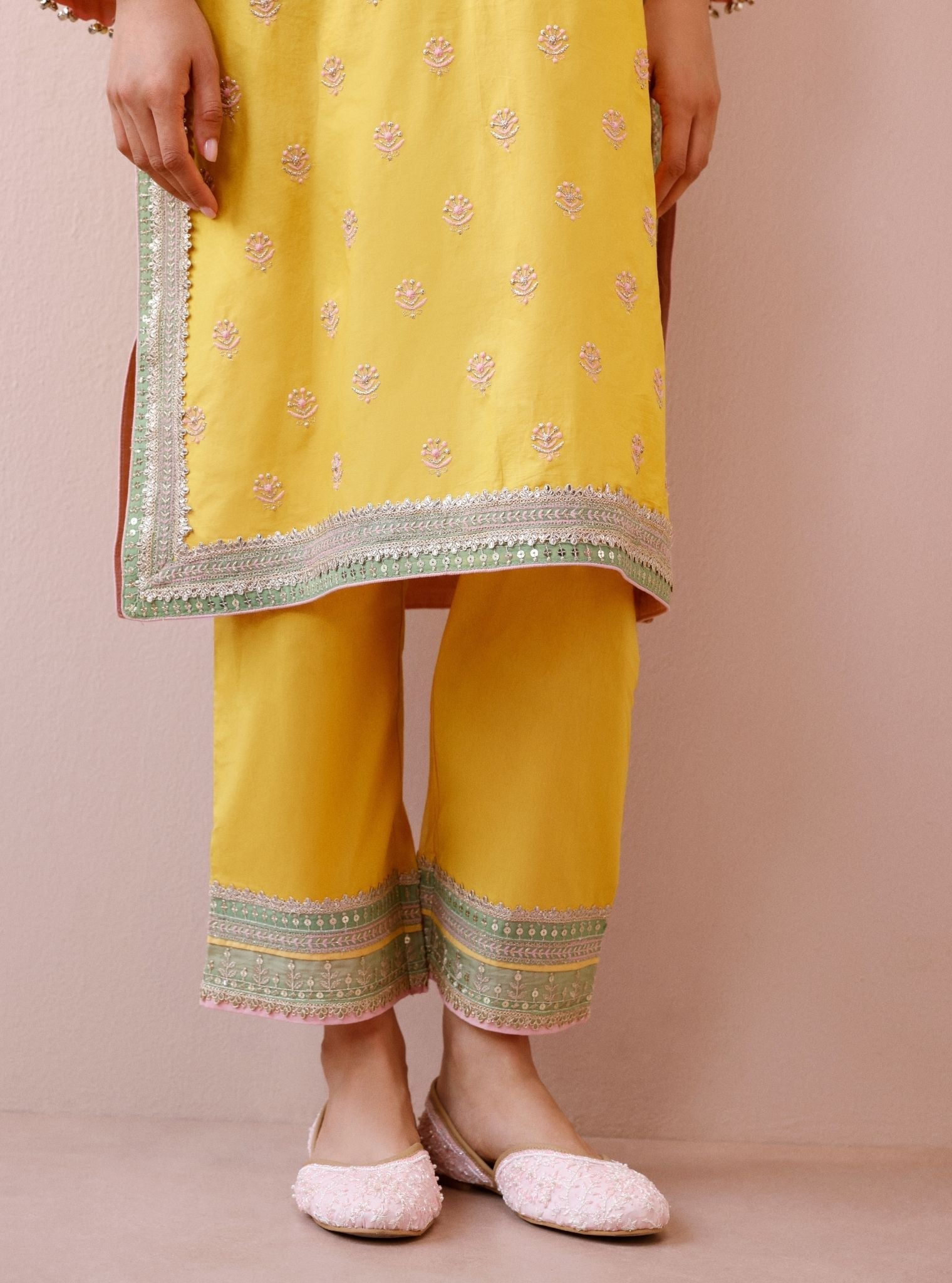 Misa Supima Cotton Yellow Kurta Set