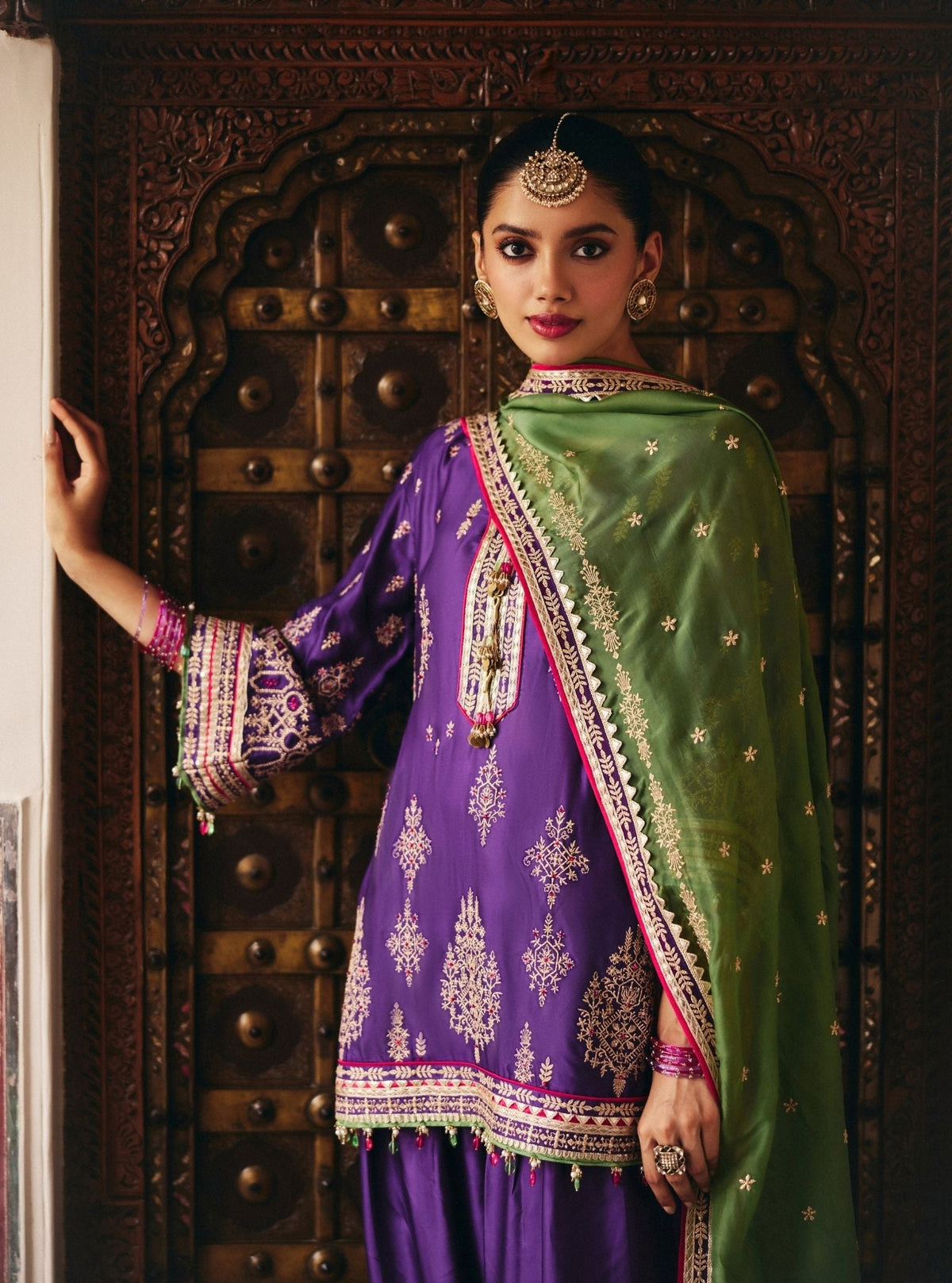 Jaani Cupro Satin Purple Kurta Set