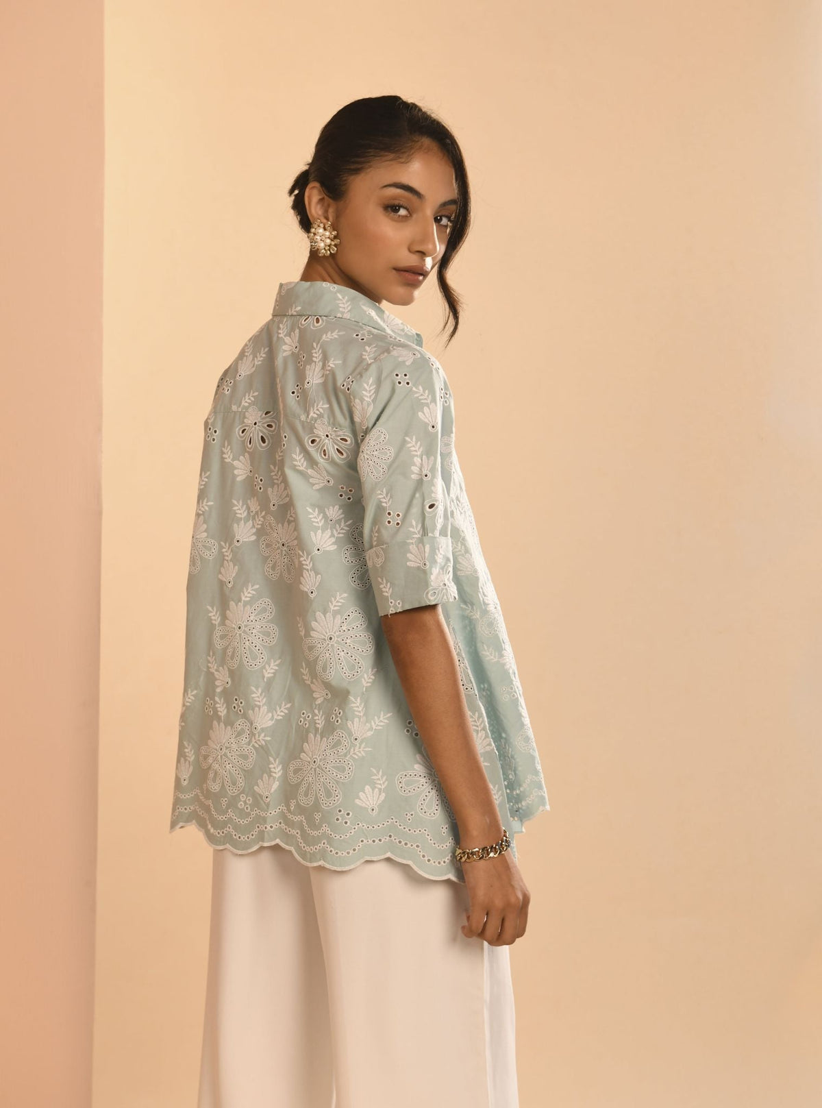 Chiara Iconic Supima Cotton Teal Blue Shirt