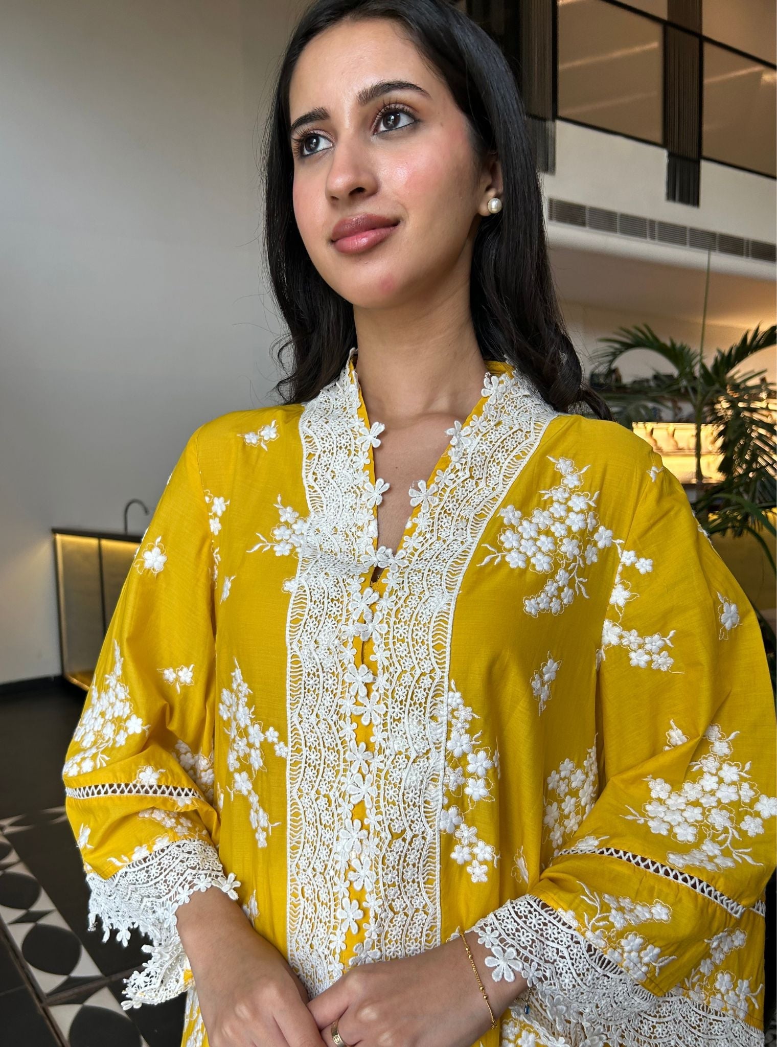 Livia Supima Cotton Yellow Kurta with New Pintuck Pant
