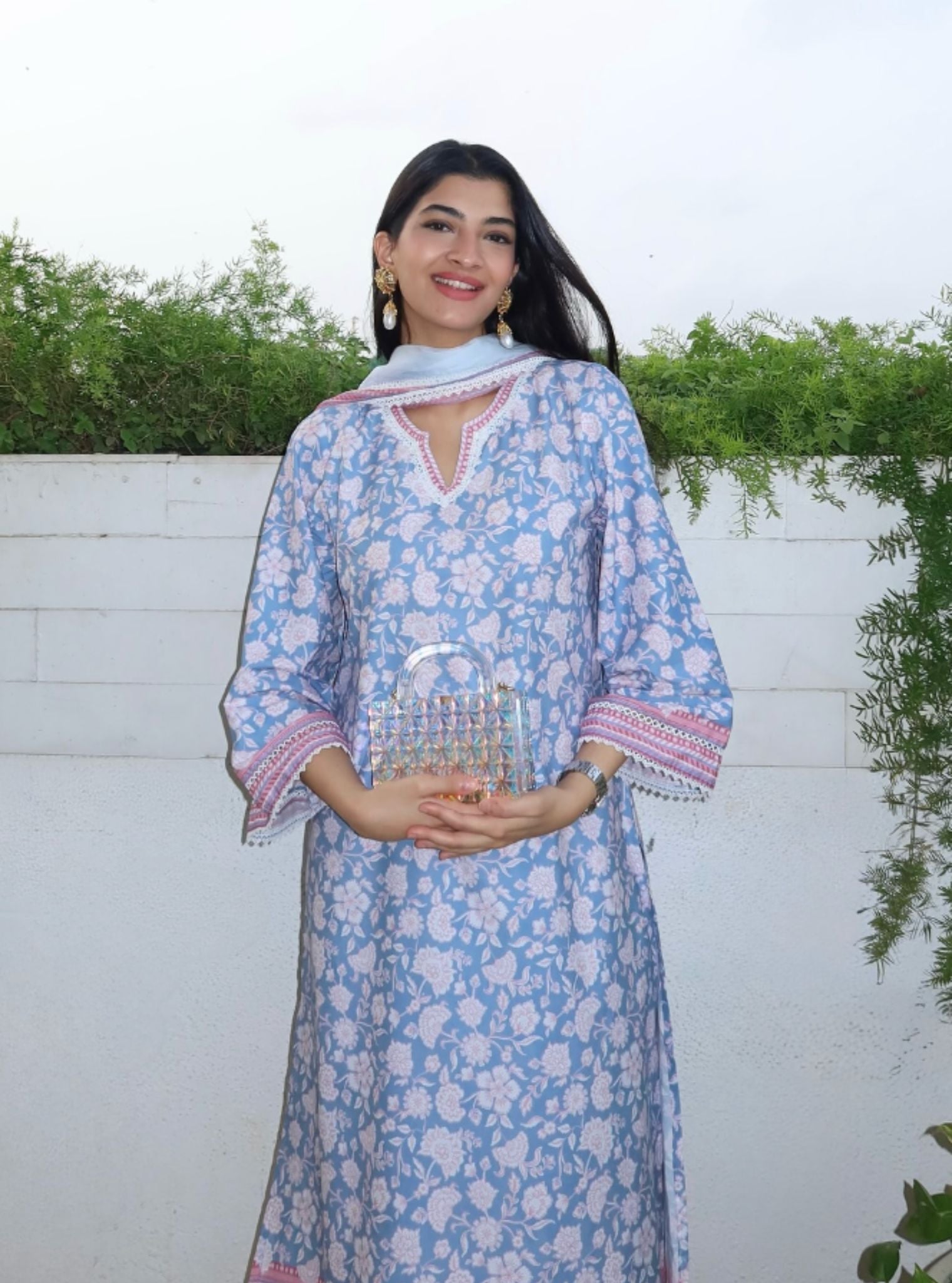 Rosabelle Steel Blue Mulmul Supima Cotton Kurta Set