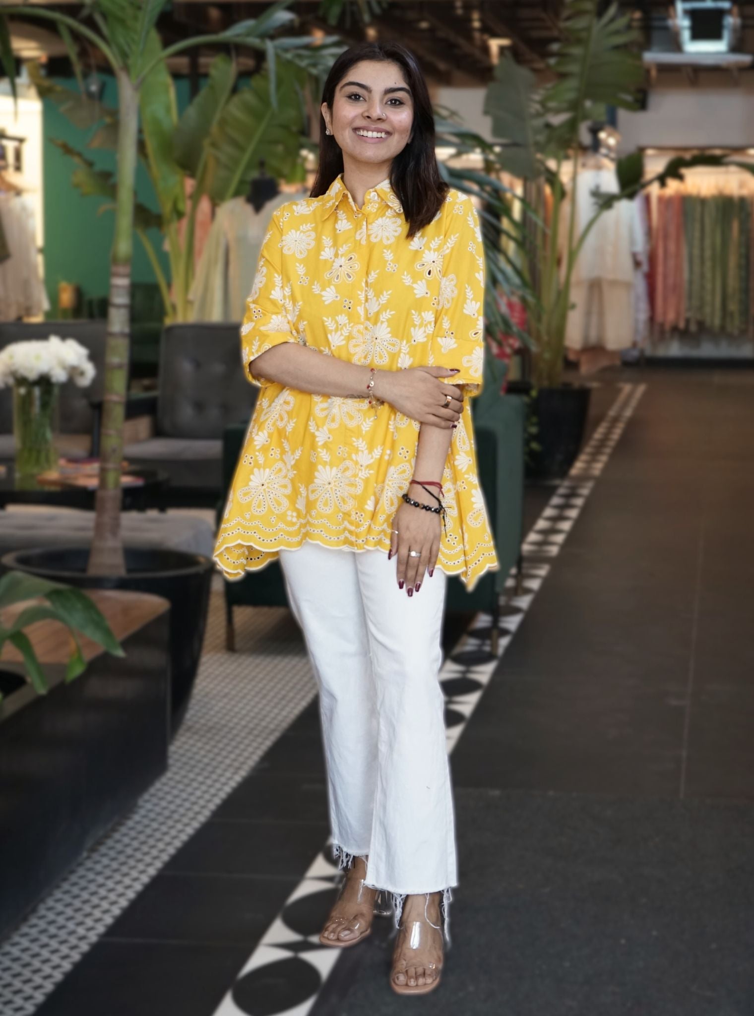 Mulmul Iconic Cotton Chiara Yellow Shirt