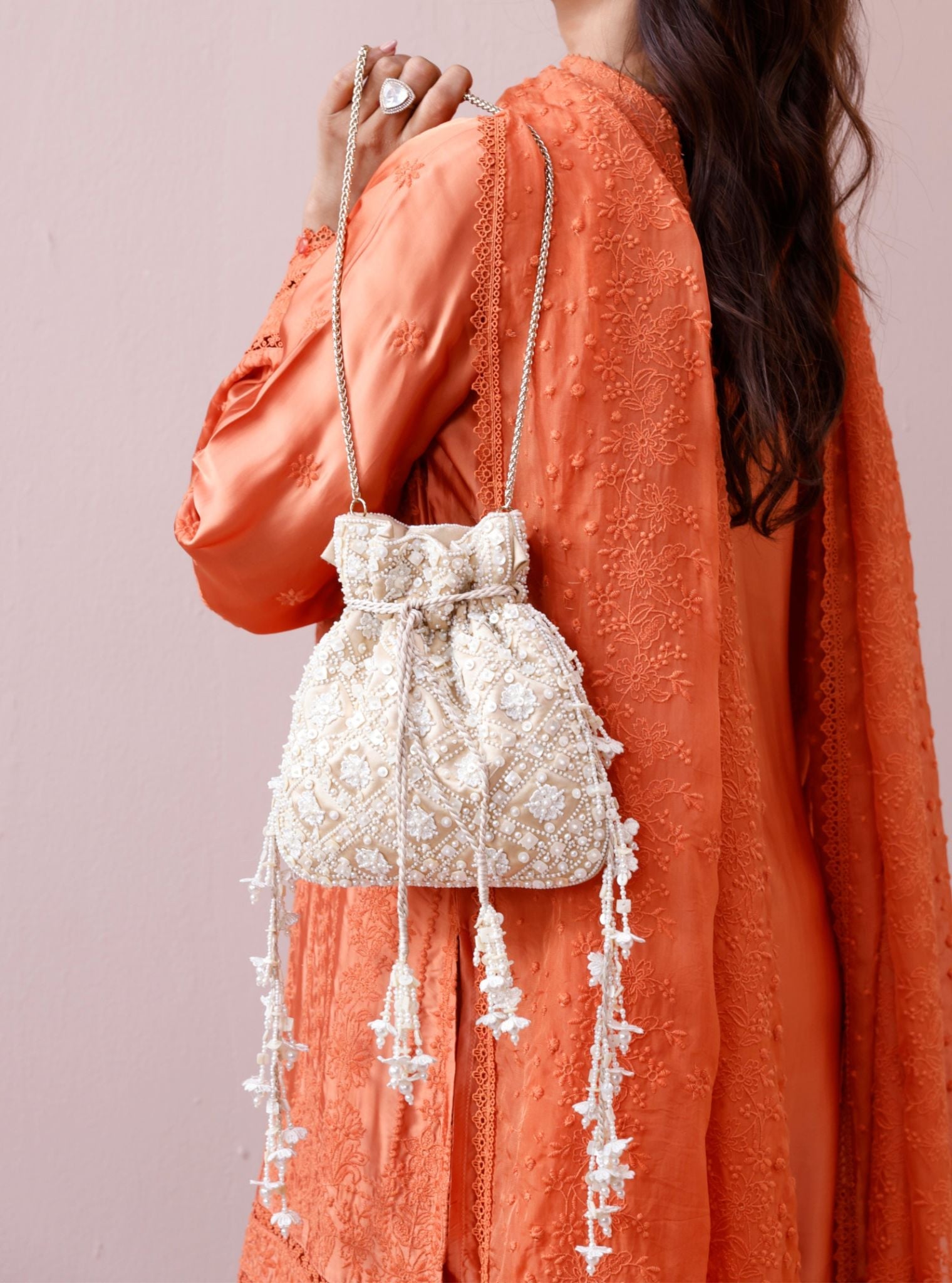 Blooming Dale Light Gold Potli Bag
