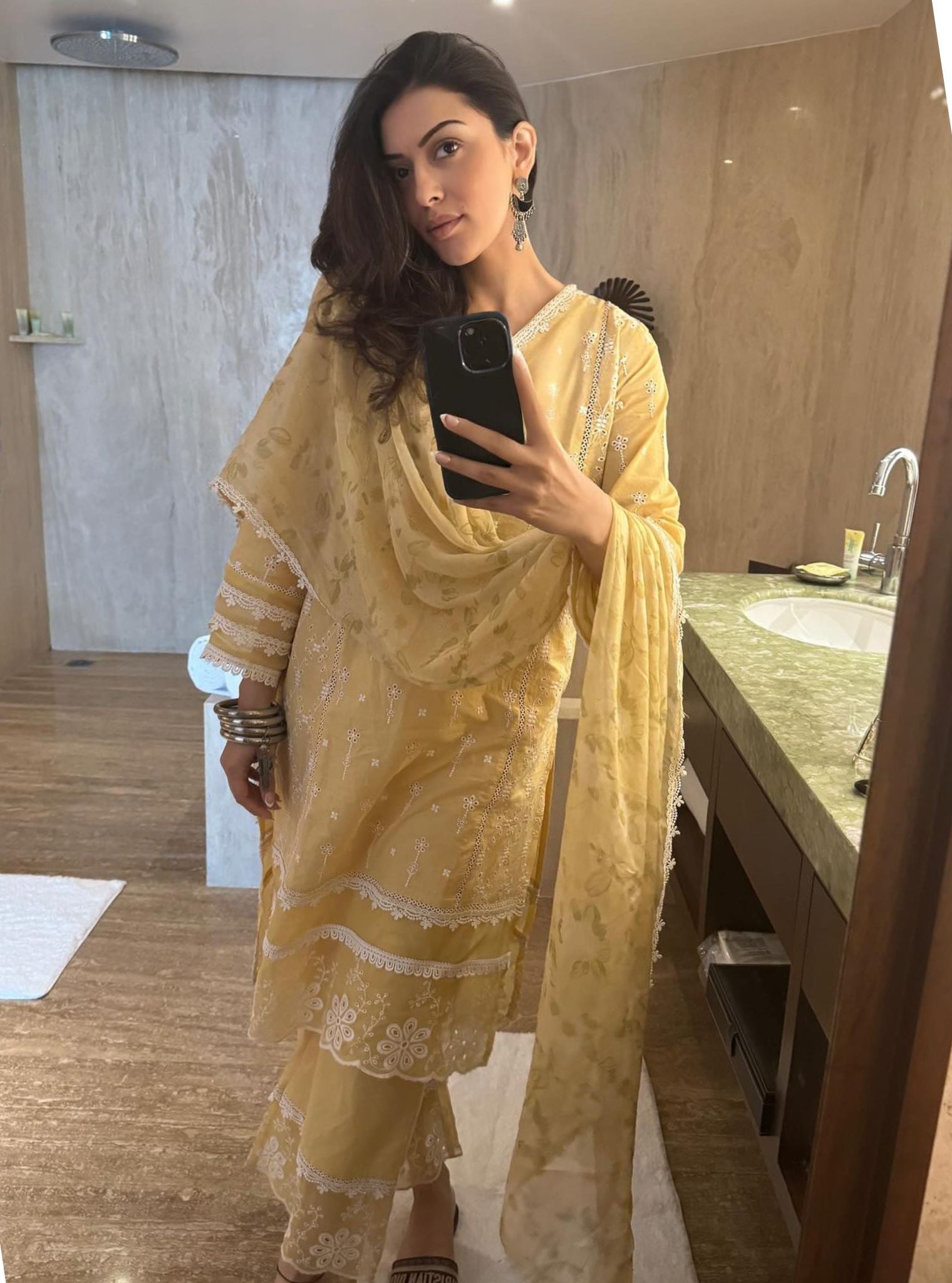 Gulnar Supima Cotton Yellow Kurta Set