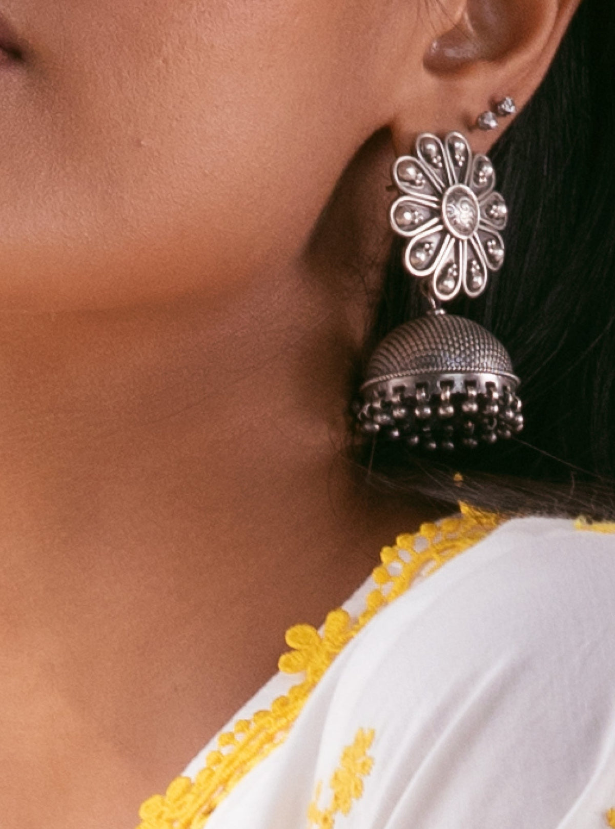 Pure Silver Alari Dome Jhumki