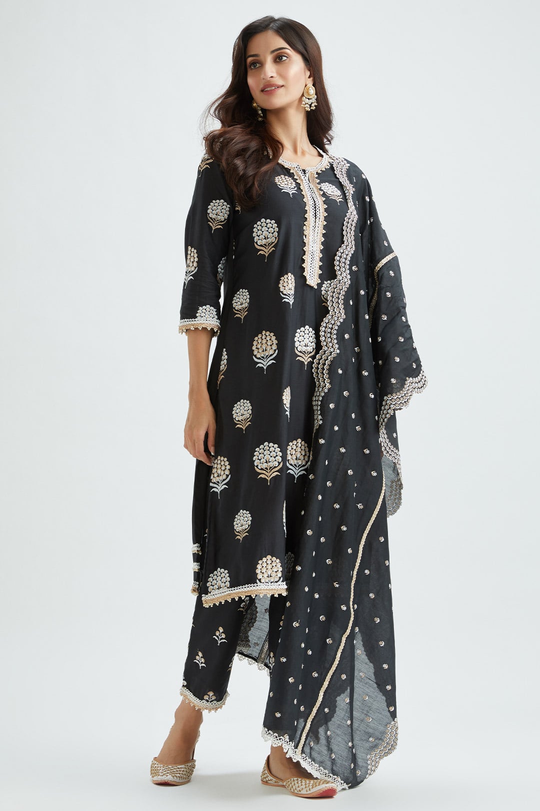 Amira Supima Satin Black Kurta Set