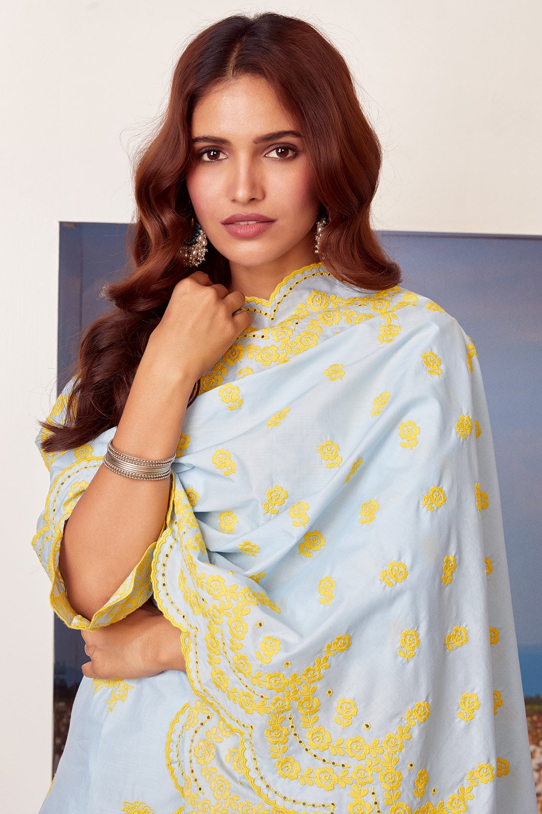 Mulmul Supima Cotton Altair Light Blue Dupatta