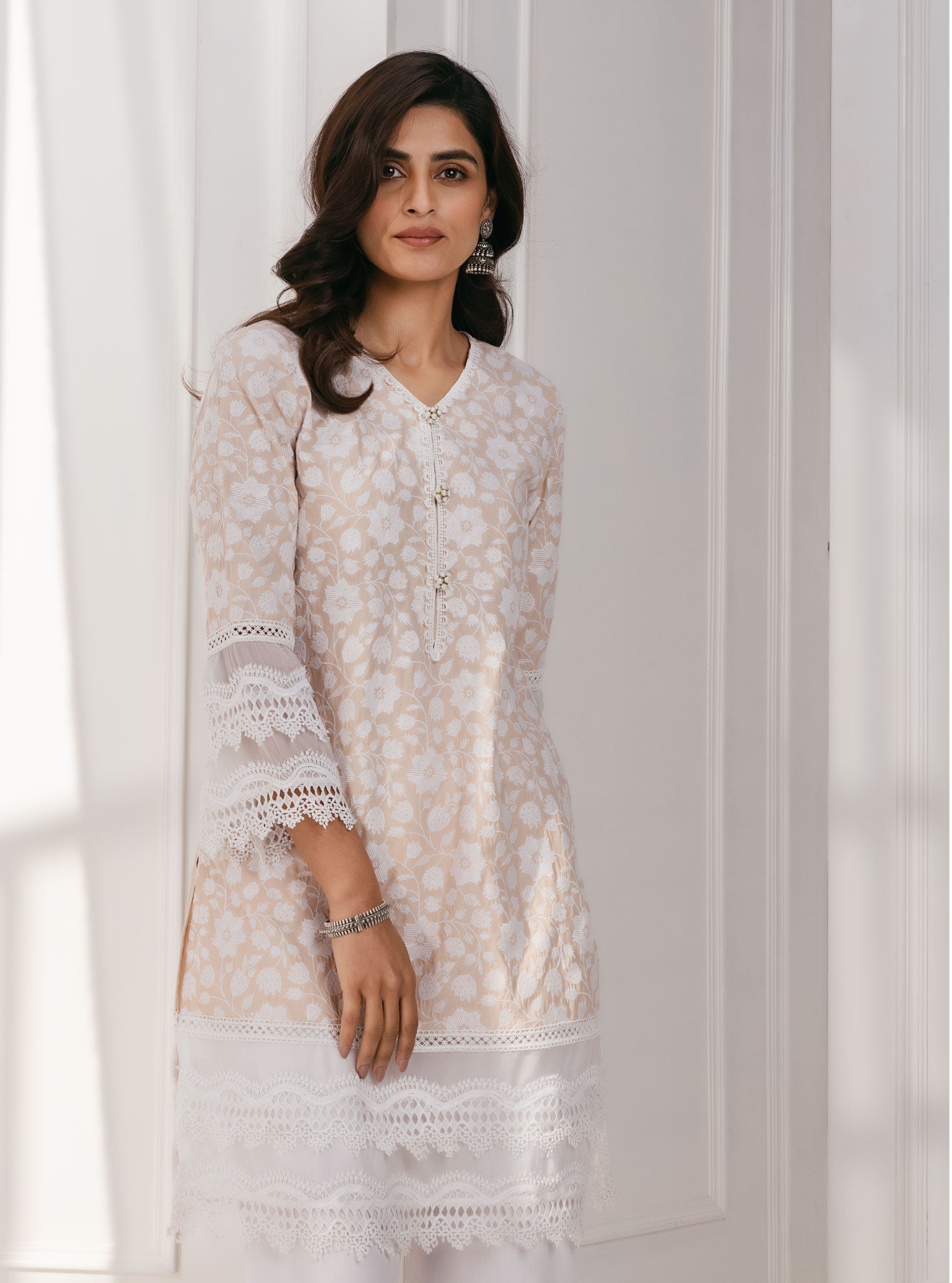 Mulmul Cotton Barog Beige Kurta