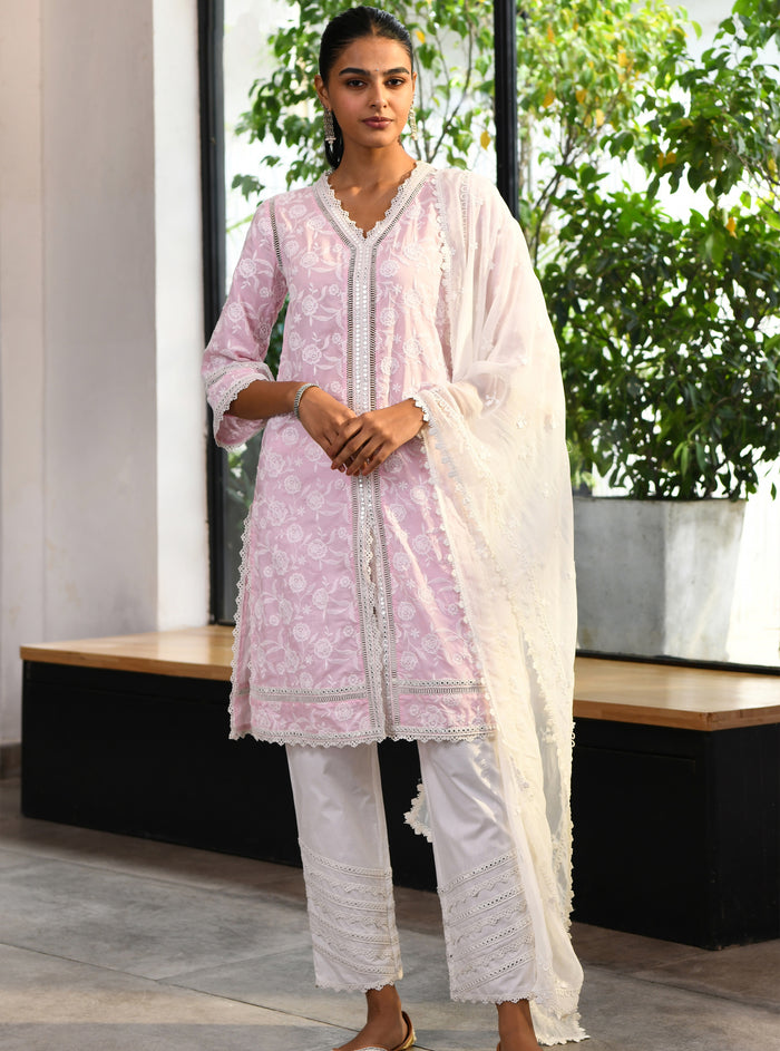 Mulmul Cotton Briallen Kurta Pink