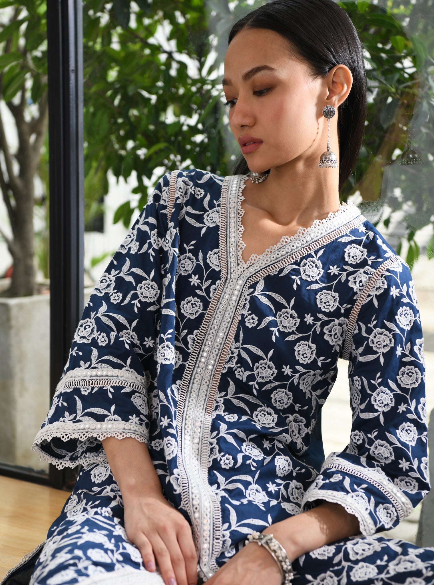 Briallen Supima Cotton Navy Kurta Set