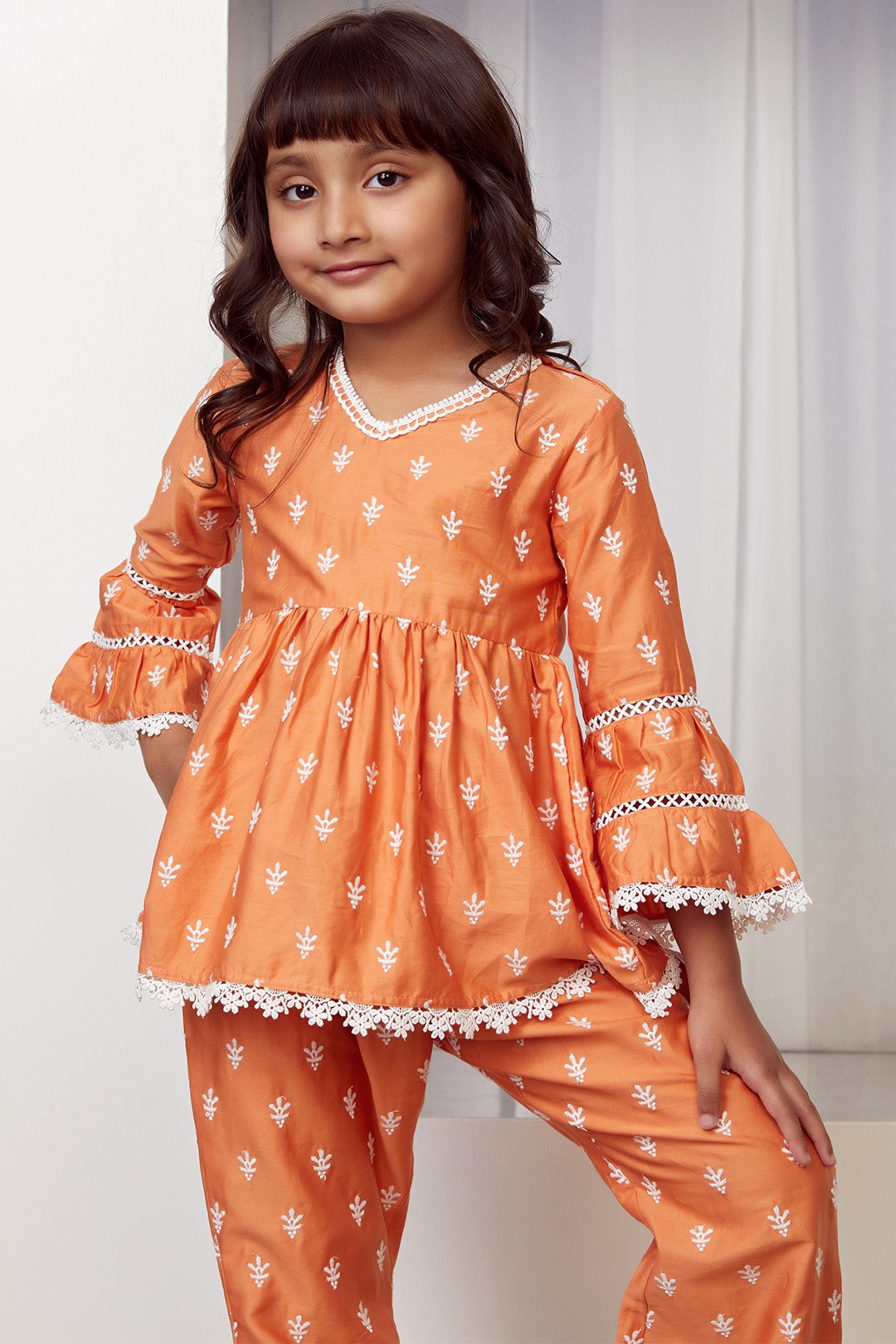 Bud Supima Cotton Orange Kurta Set