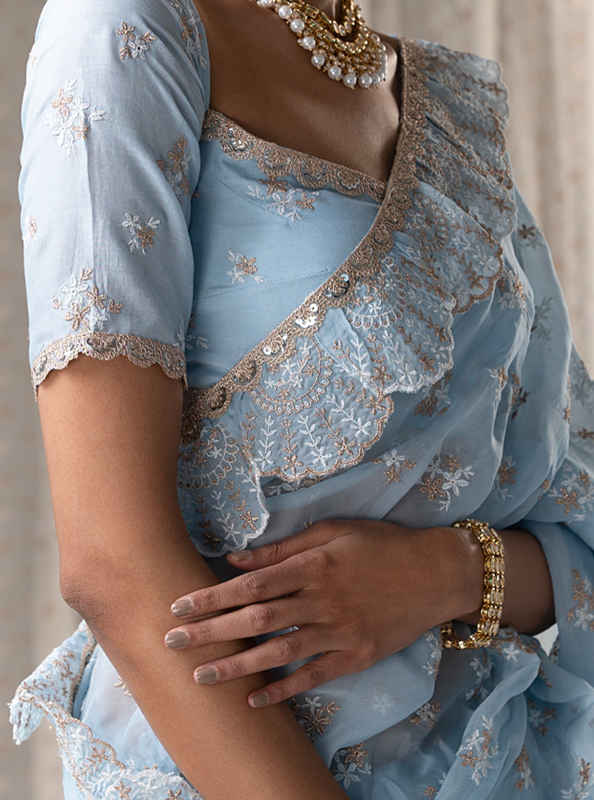 Chandni Organza Blue Saree
