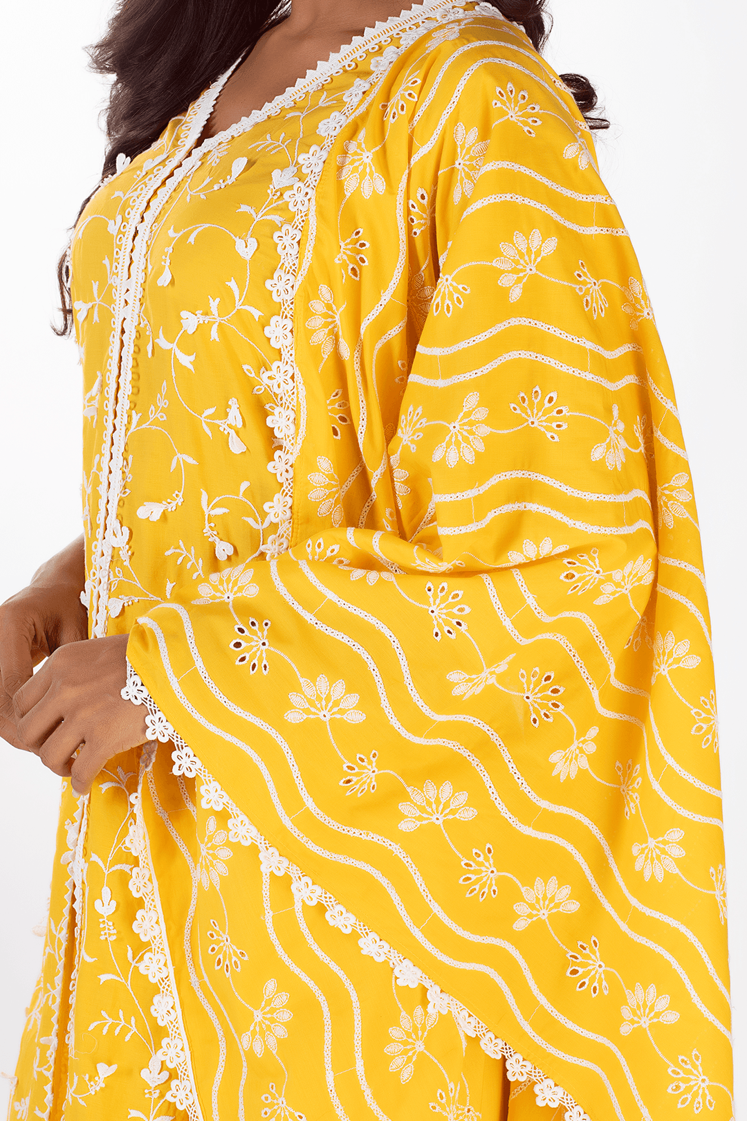 Mulmul Cotton Warm Glow Mango Kurta With Warm Glow Mango Palazzo