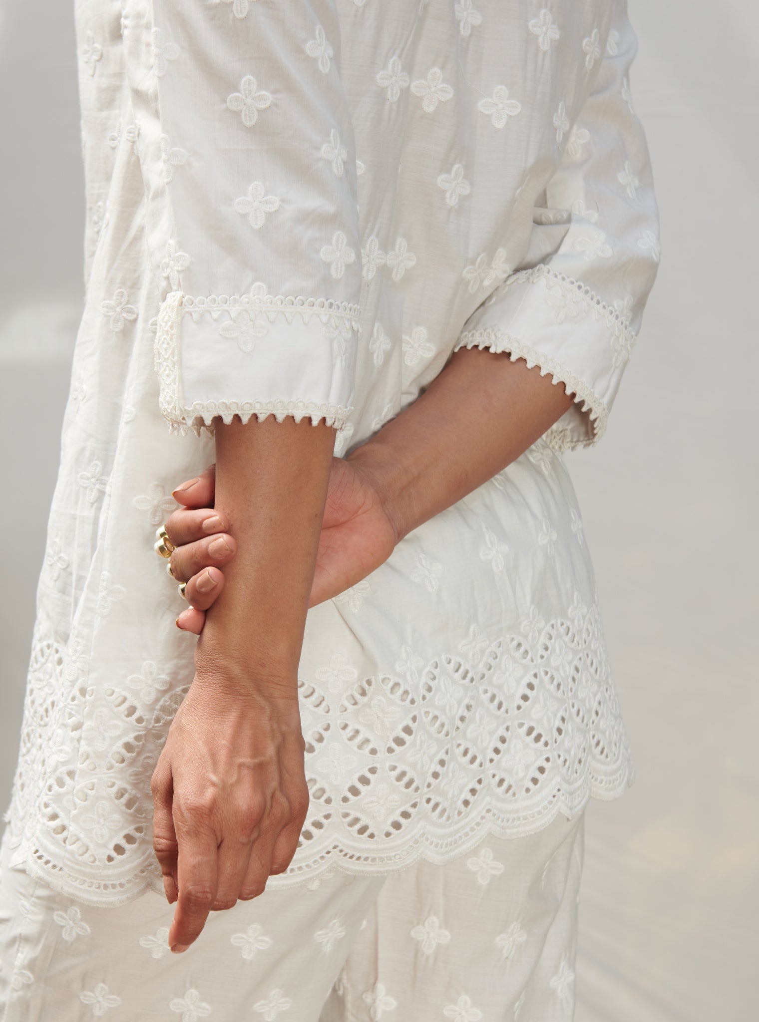 Caspia Cotton White Co-ord Set