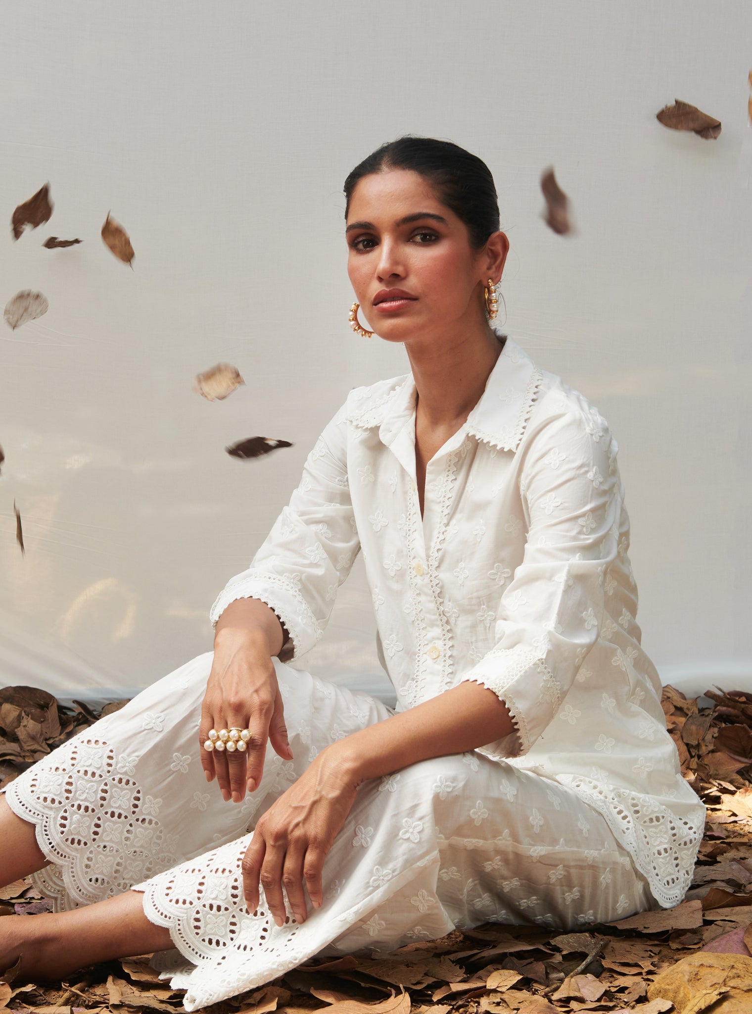 Caspia Cotton White Co-ord Set