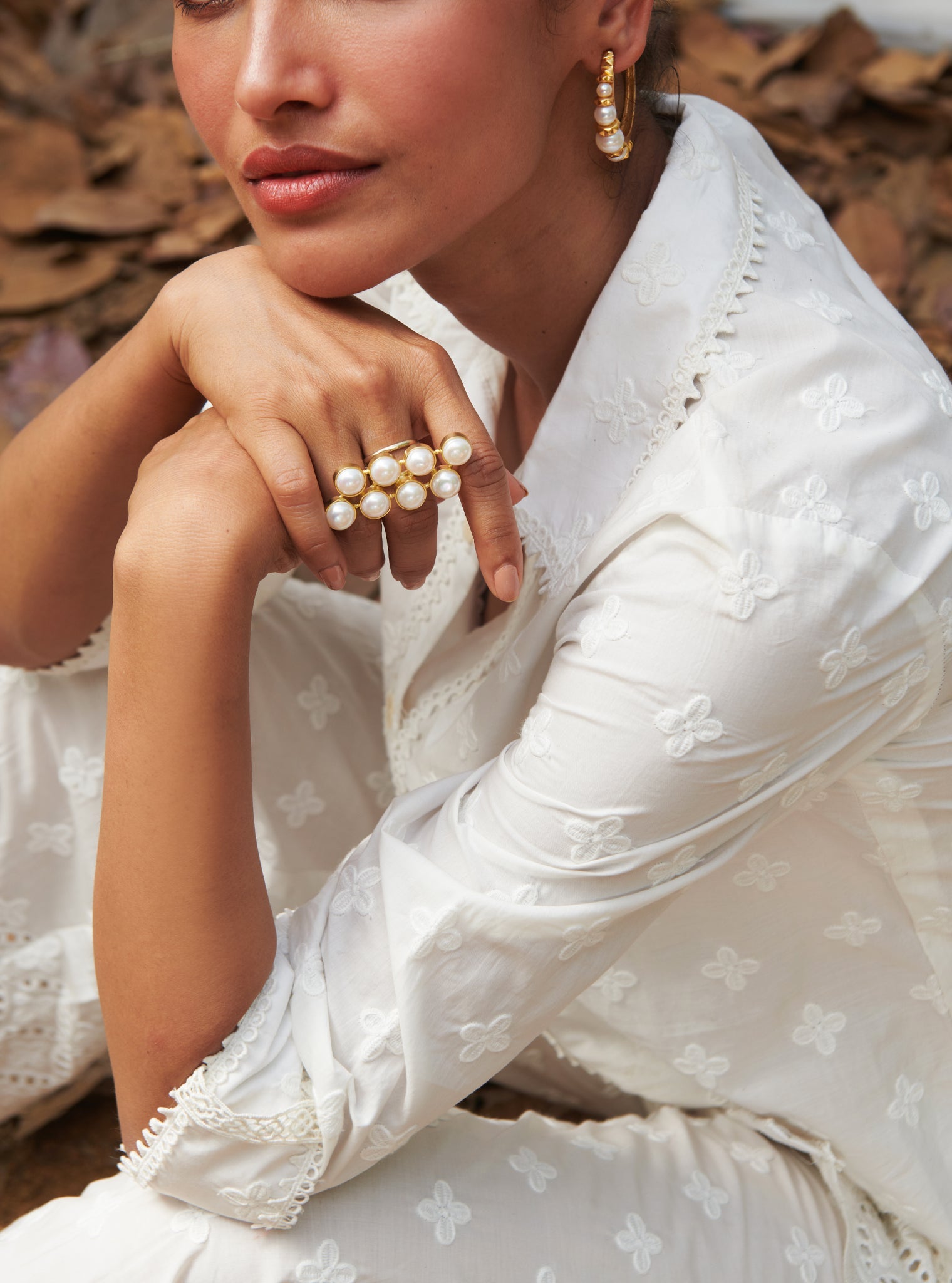 Caspia Cotton White Co-ord Set