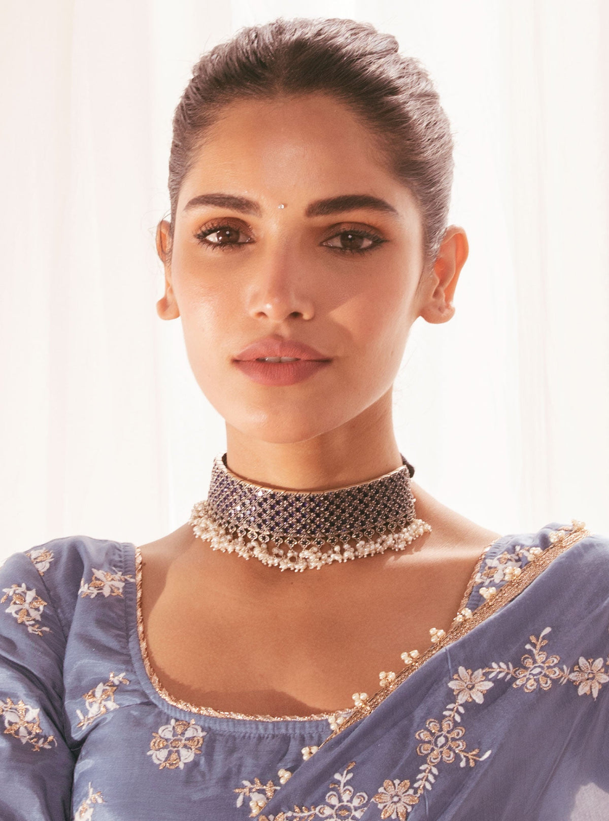 Pure Silver Cobalt Blue Choker