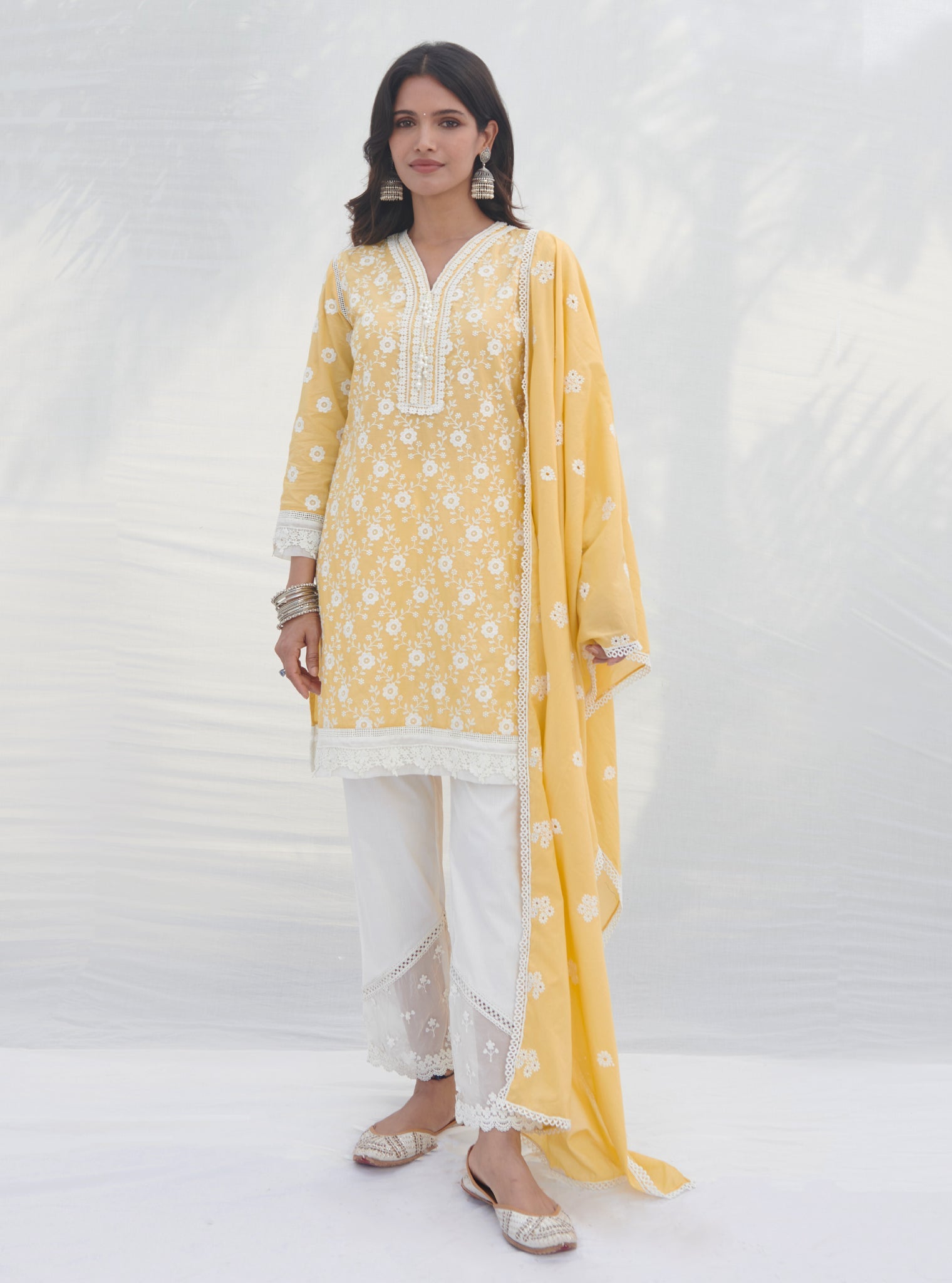 Mulmul Cotton Codli Yellow kurta