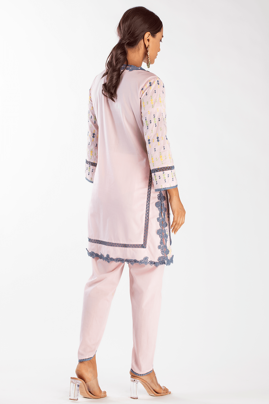 Mulmul Cotton Cupid Pink Kurta With Cupid Pink Pant