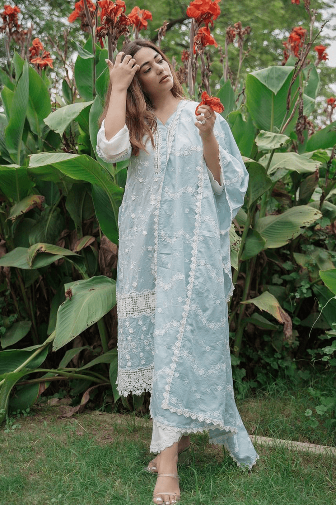 Echo Supima Cotton Light Blue Kurta Set