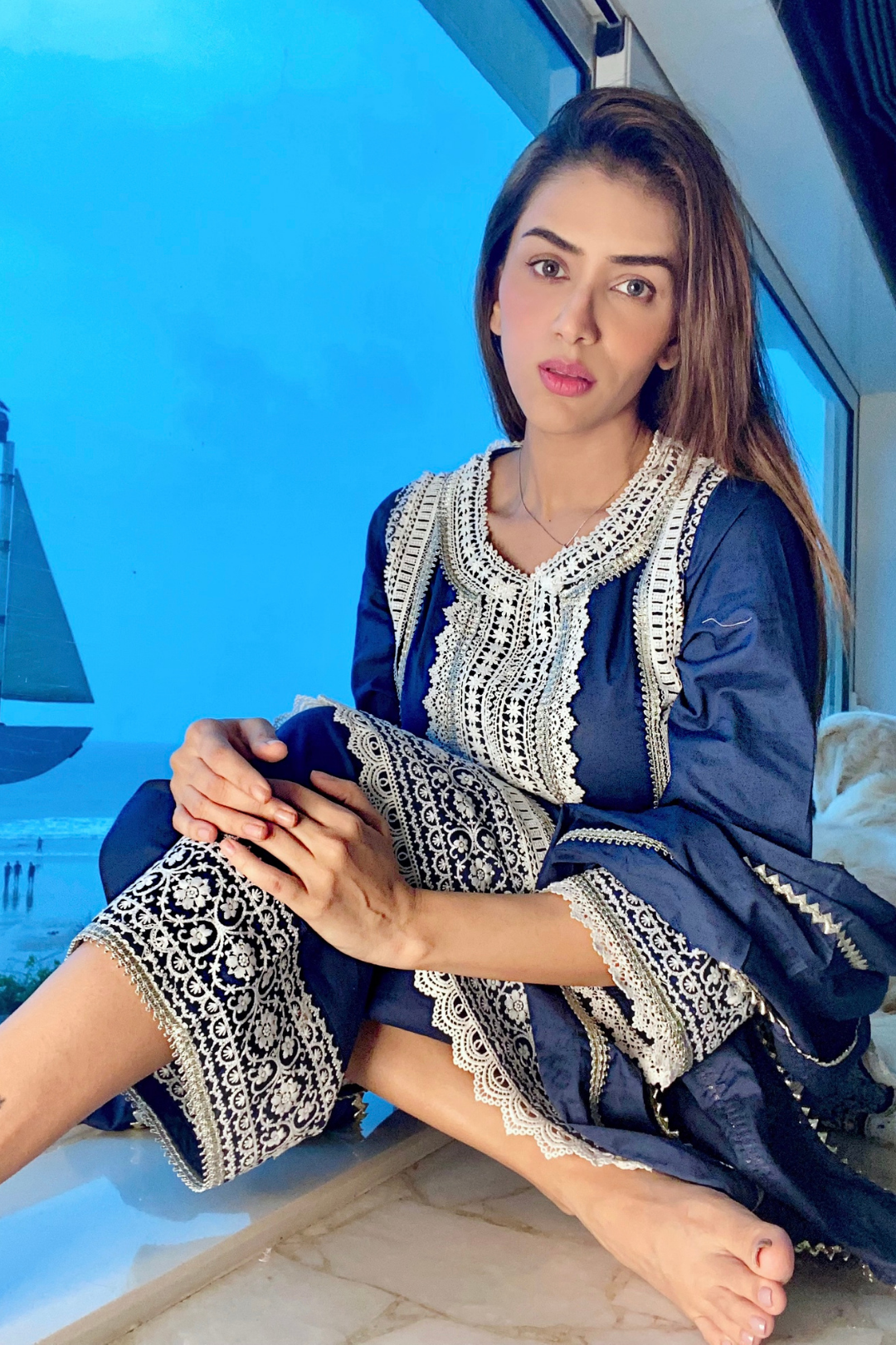 Mulmul Cotton Elda Kurta With Elda Pyajama