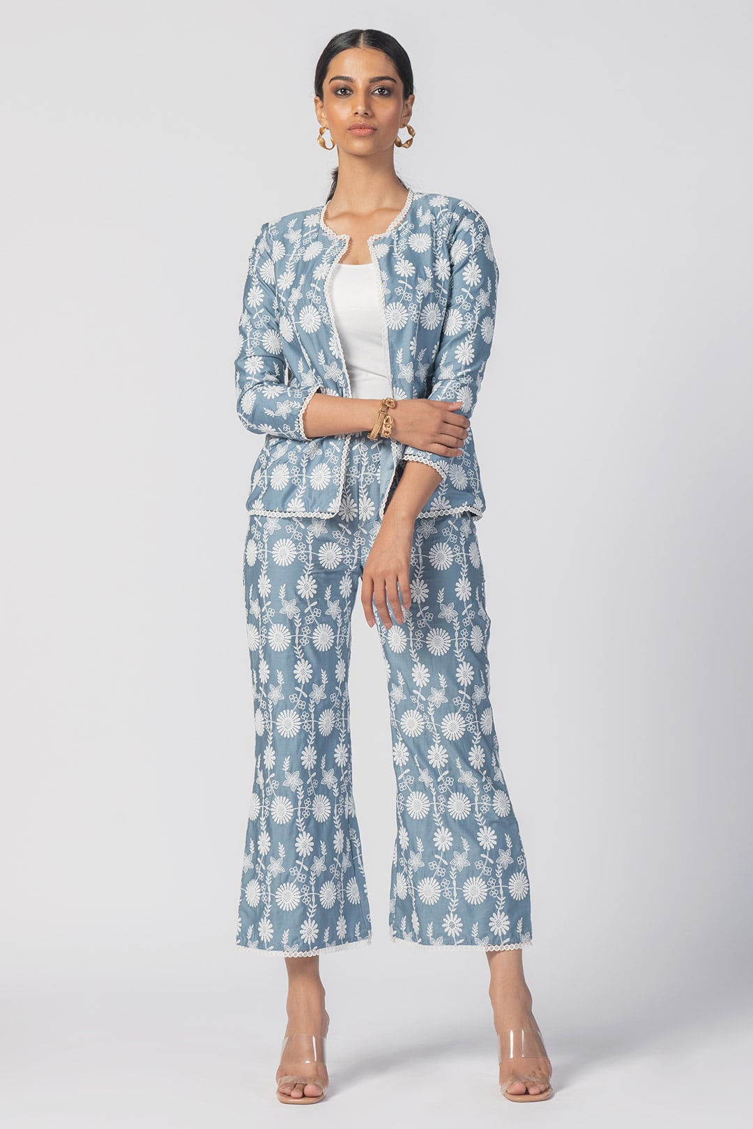 Ettie Supima Cotton Blue Jacket With Ettie Pant