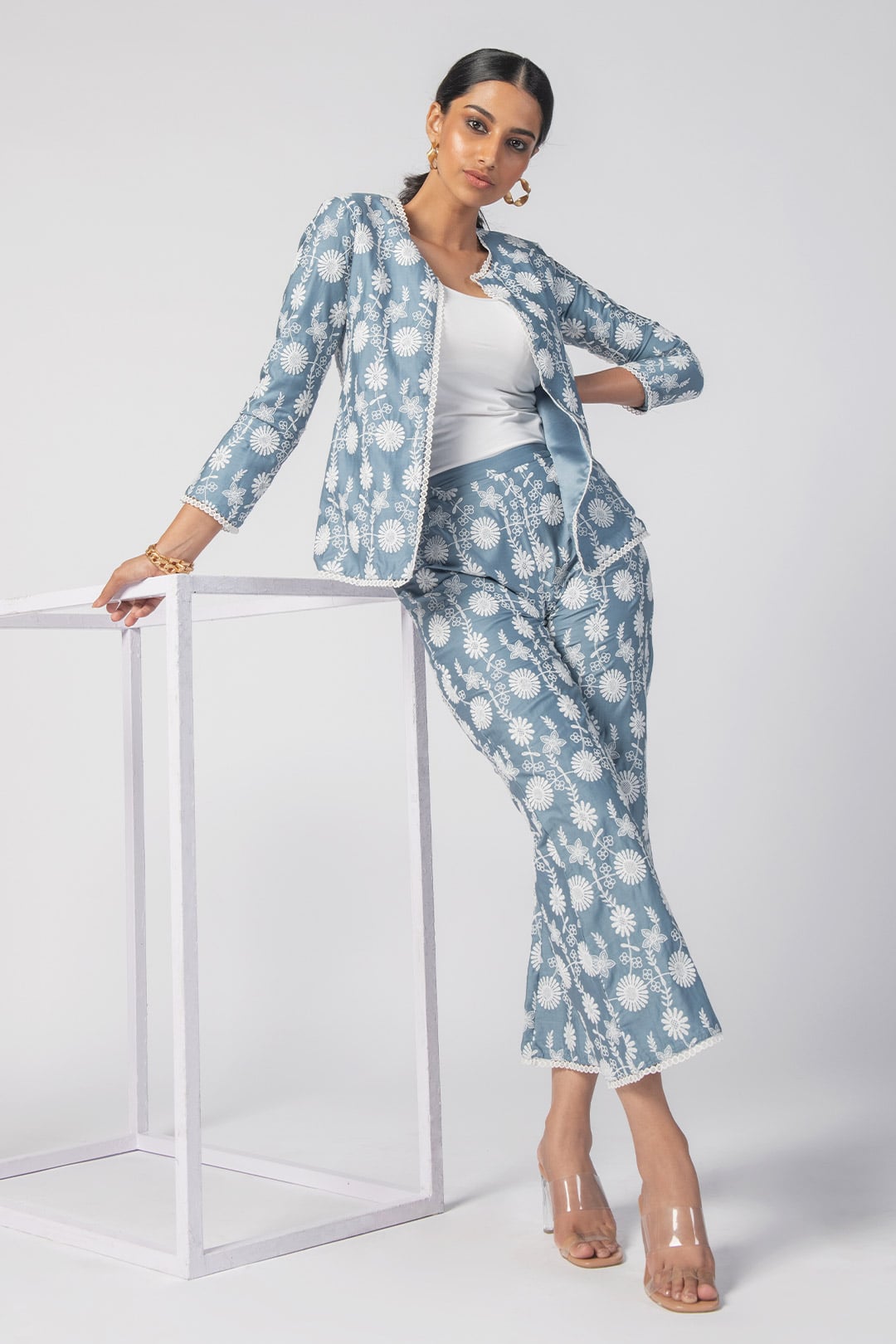 Ettie Supima Cotton Blue Jacket With Ettie Pant