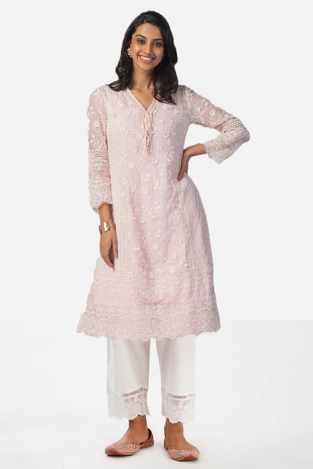 Fiona Tencel Luxe Organza Pink Kurta Set