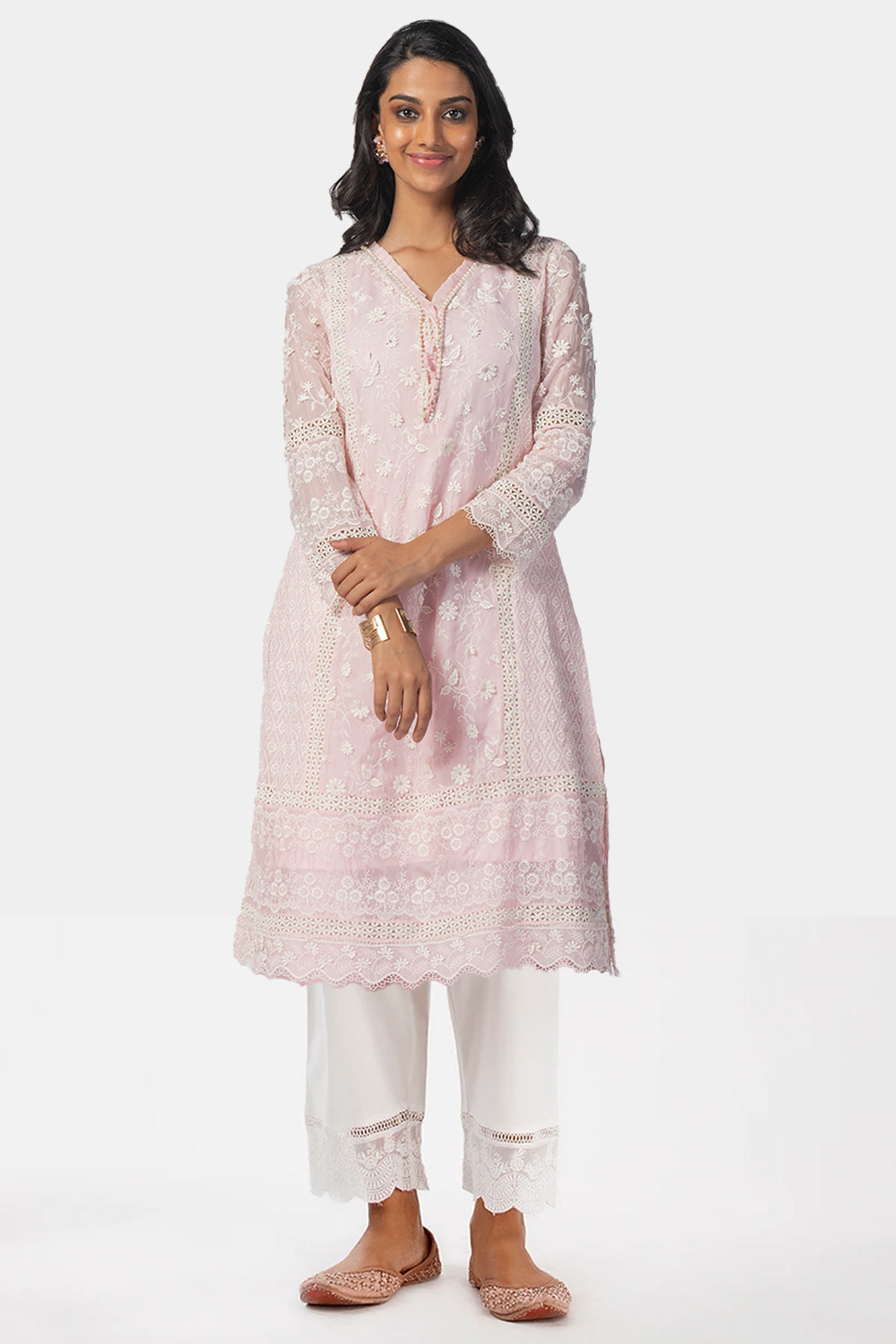 Fiona Tencel Luxe Organza Pink Kurta Set