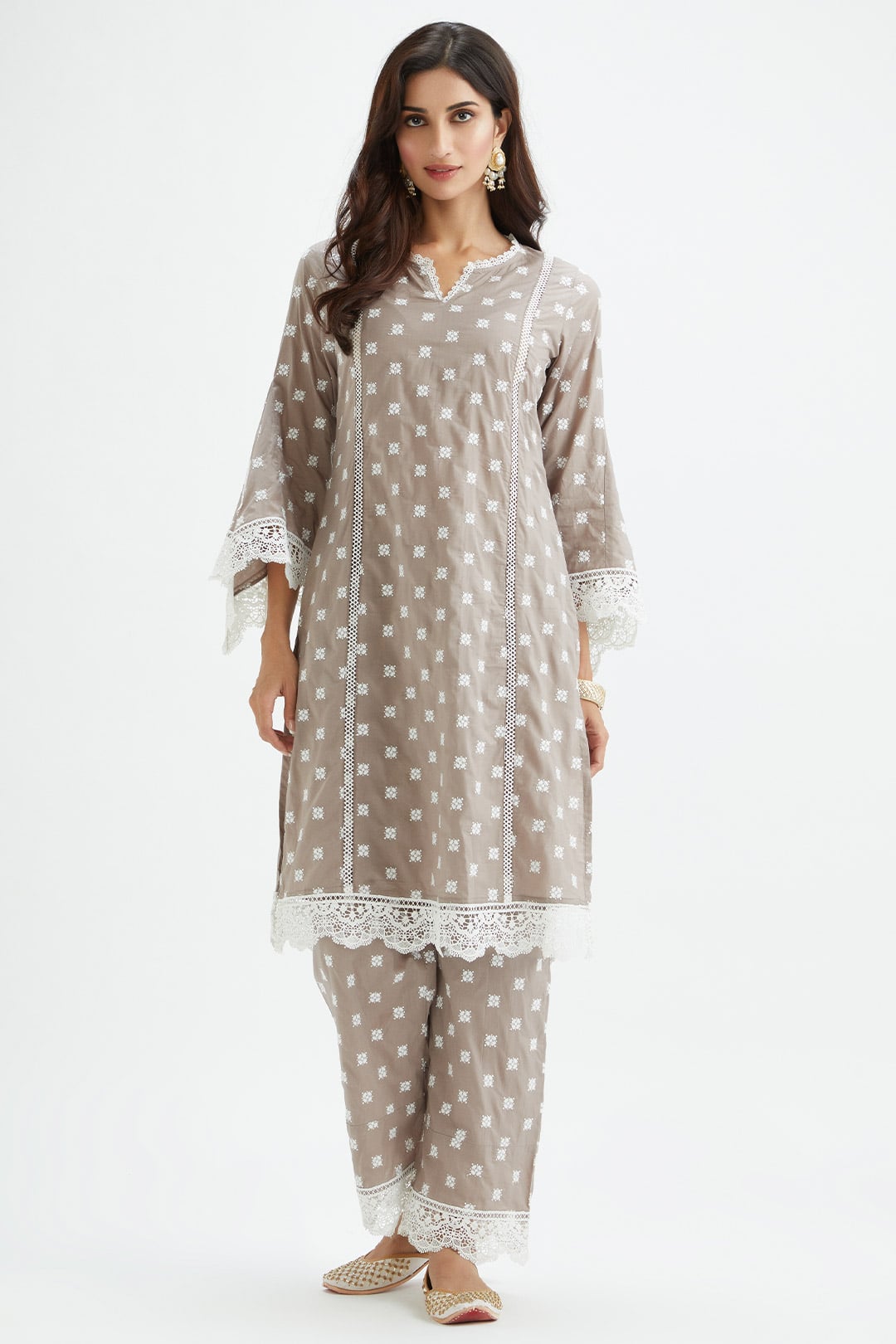 Mulmul Cotton Finch Grey Kurta With Finch Grey Pyajama