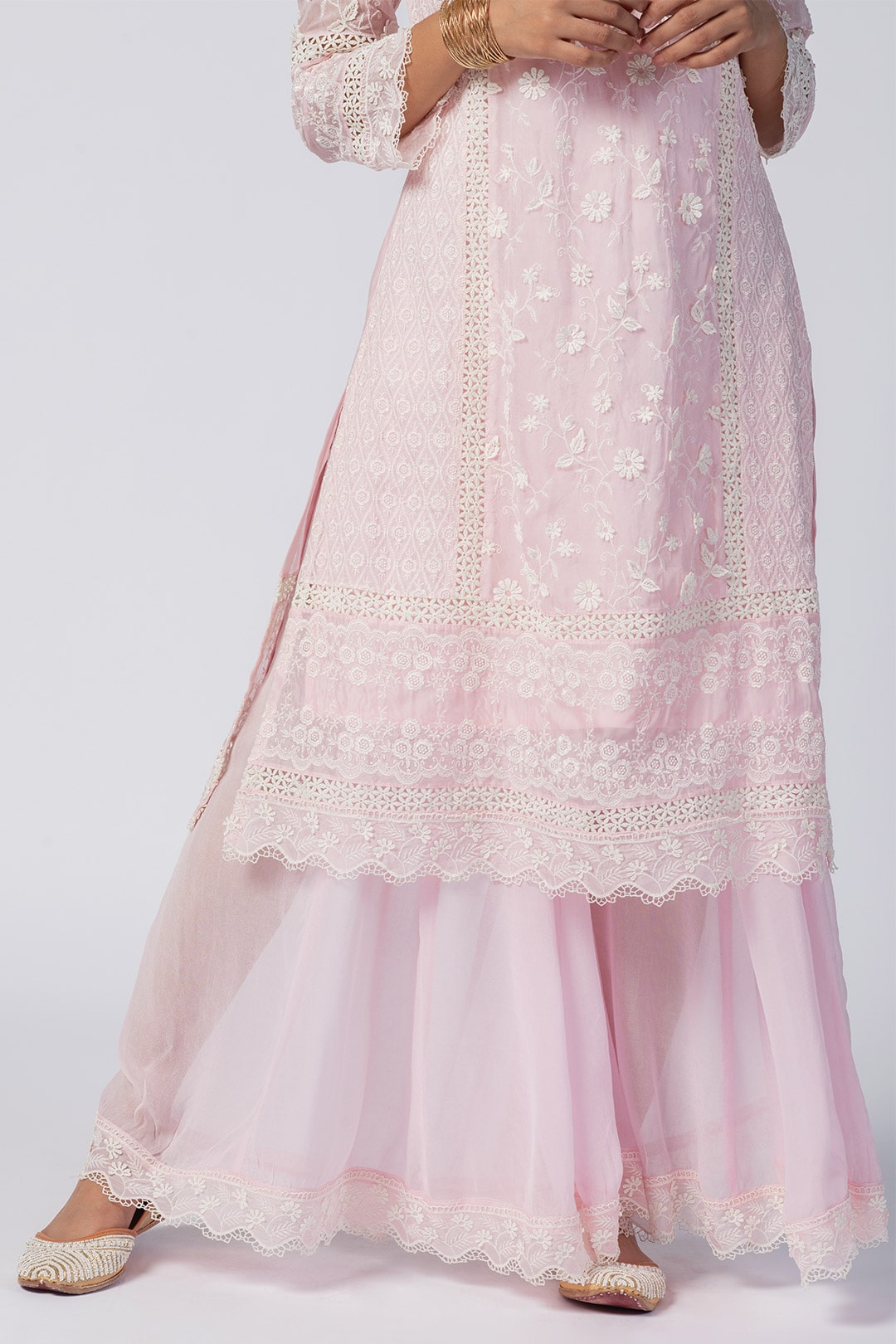 Mulmul Organza Fiona Pink Sharara