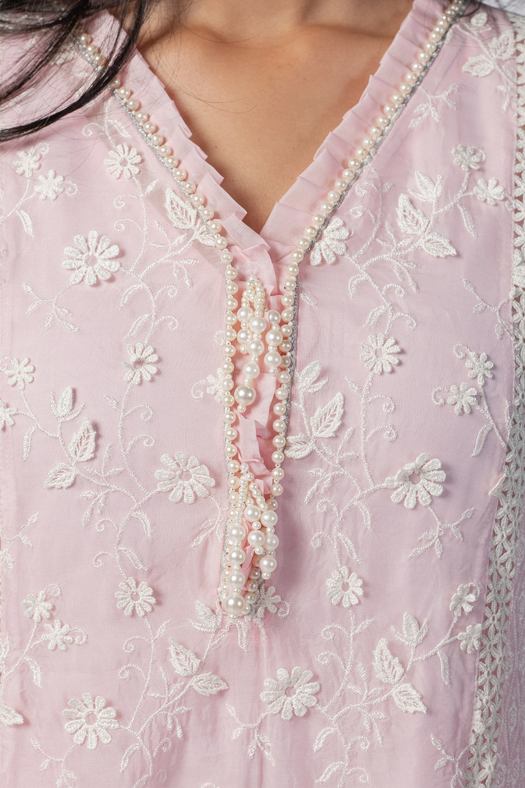Mulmul Organza Pink Fiona Kurta