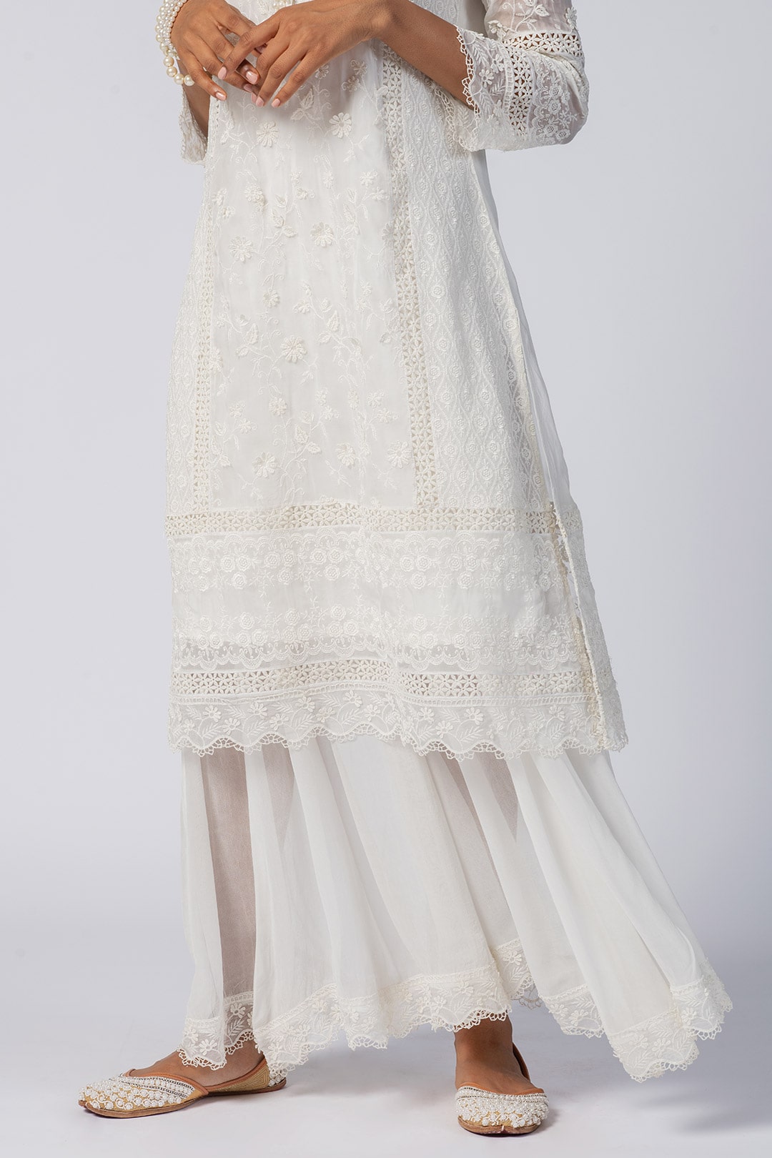 Fiona Tencel Luxe Organza Off White Sharara Set