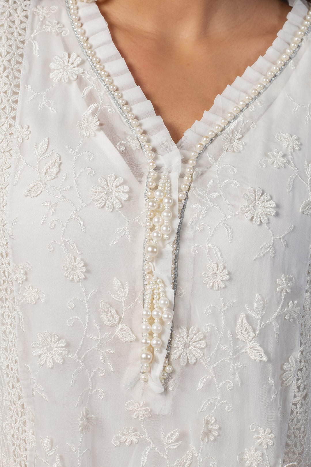 Fiona Tencel Luxe Organza Off White Sharara Set