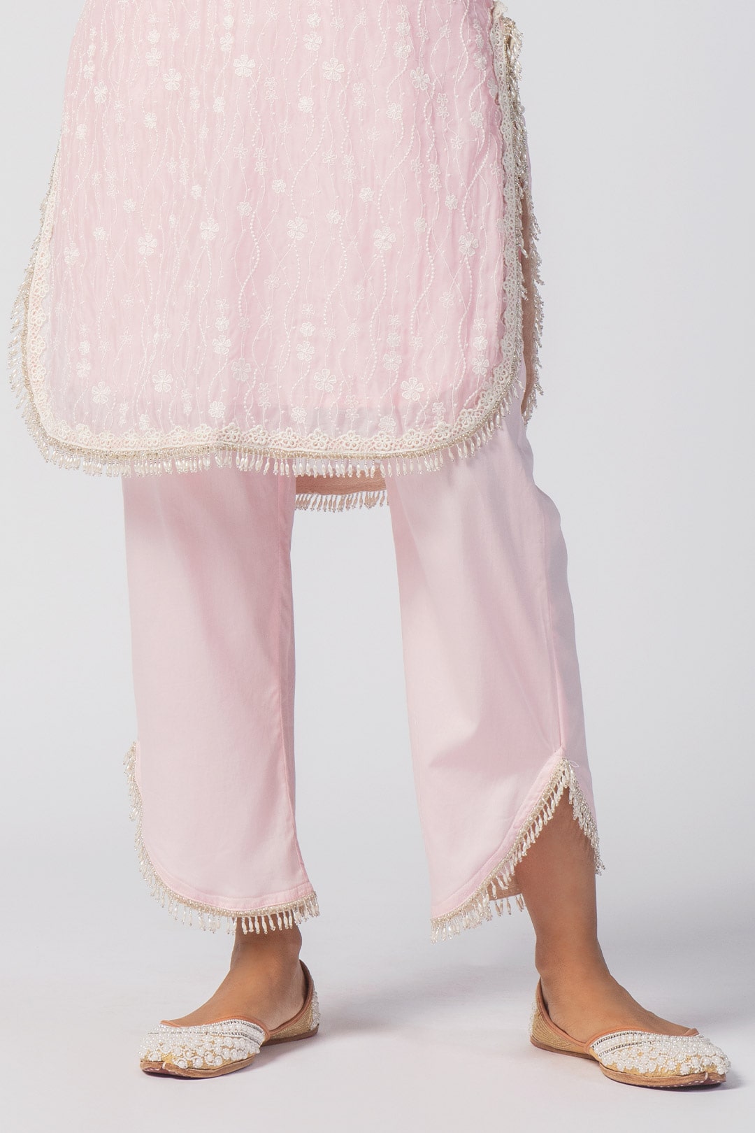 Mulmul Tencel Luxe Organza Freya Pink Round Hem Pant