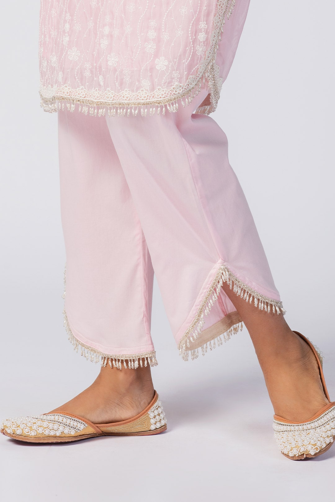 Mulmul Tencel Luxe Organza Freya Pink Round Hem Pant