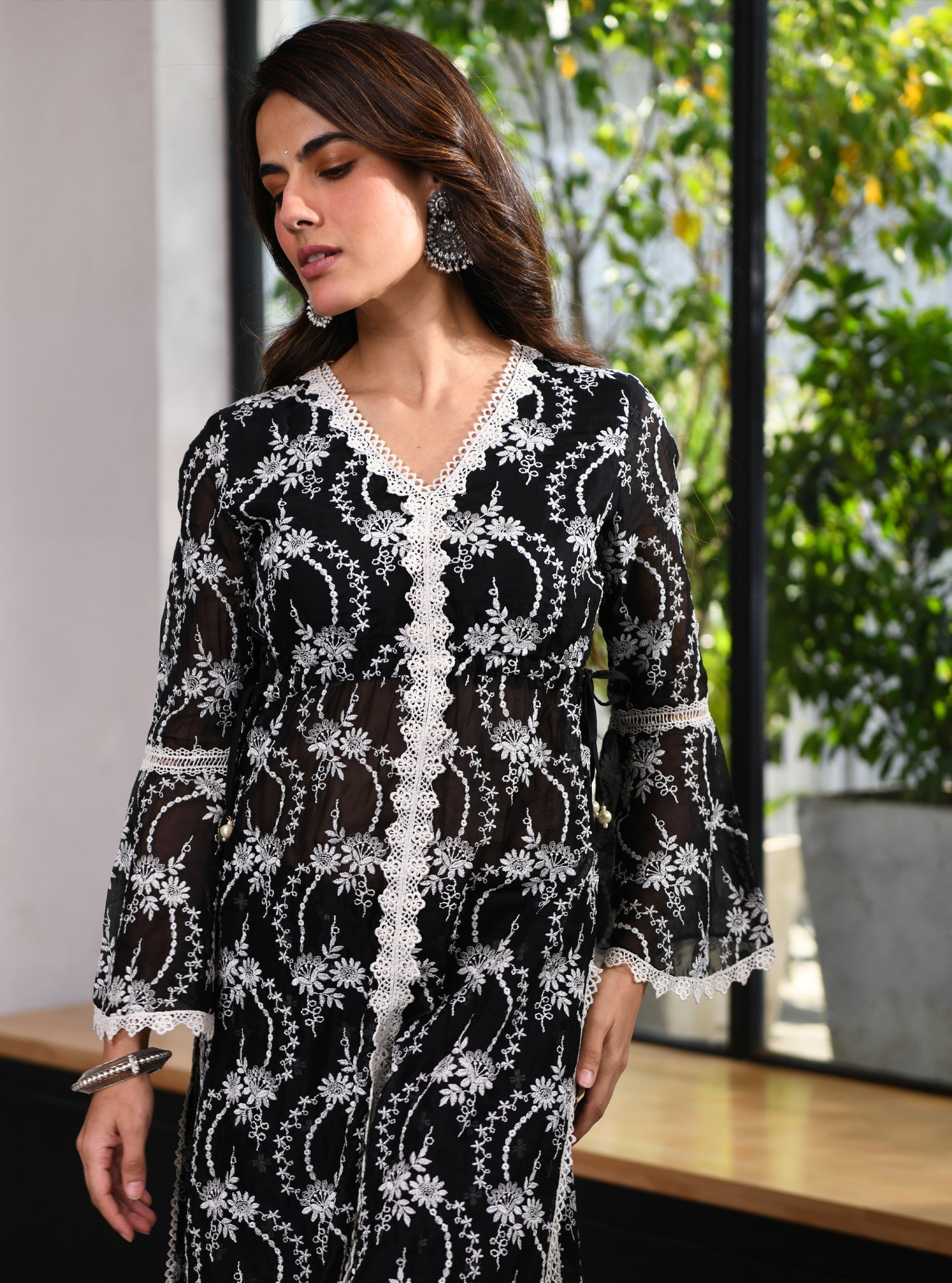 Gaia Organza Black Kurta with Sharara Set