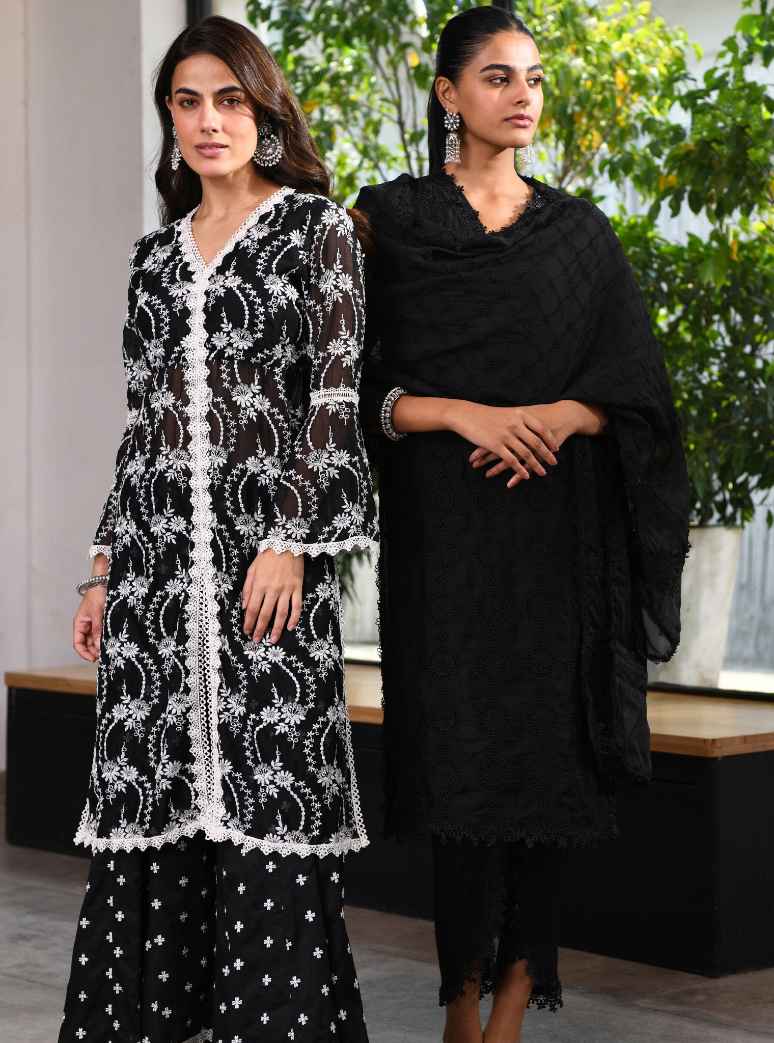 Gaia Organza Black Kurta with Sharara Set