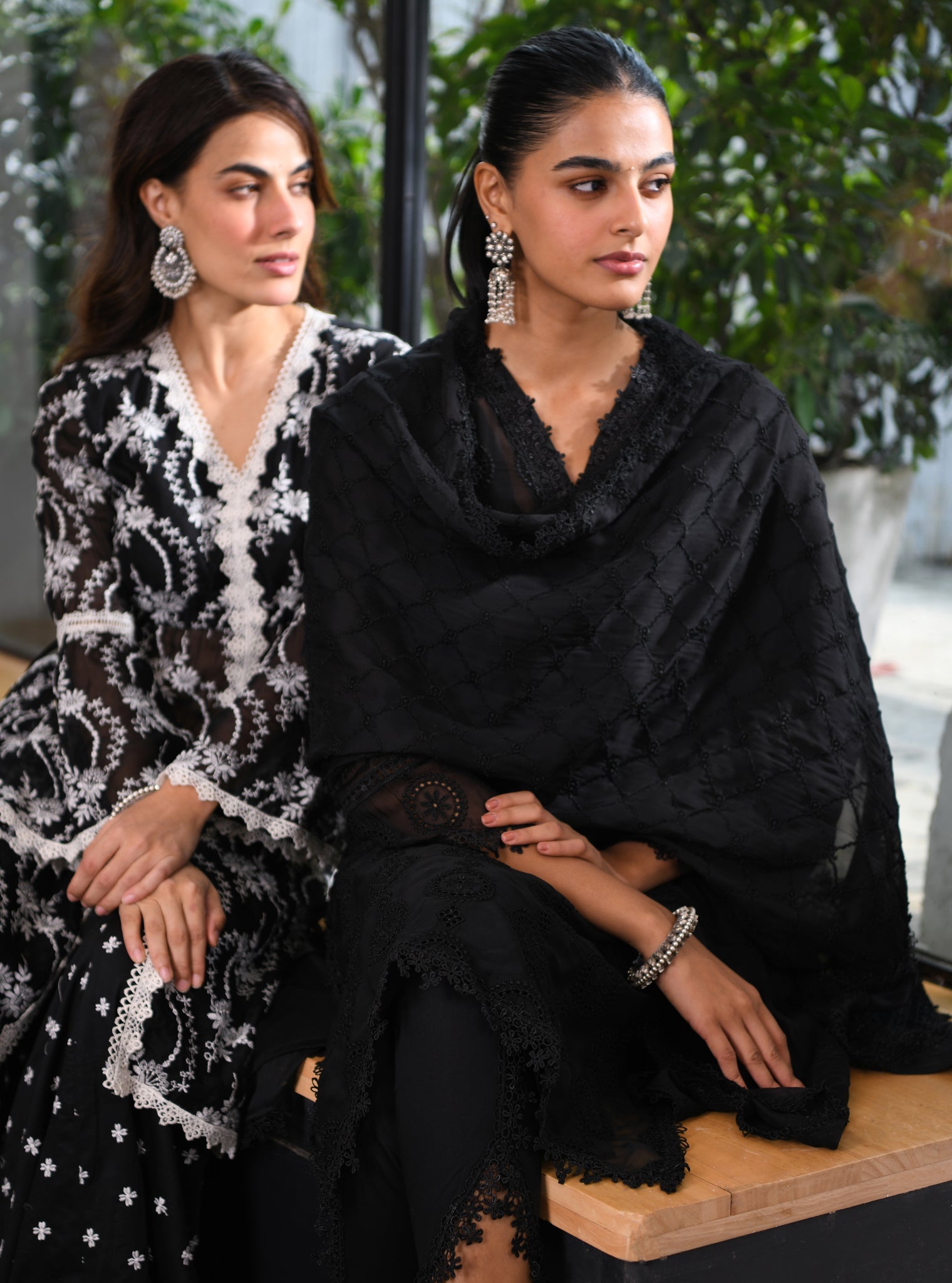 Gaia Organza Black Kurta with Sharara Set