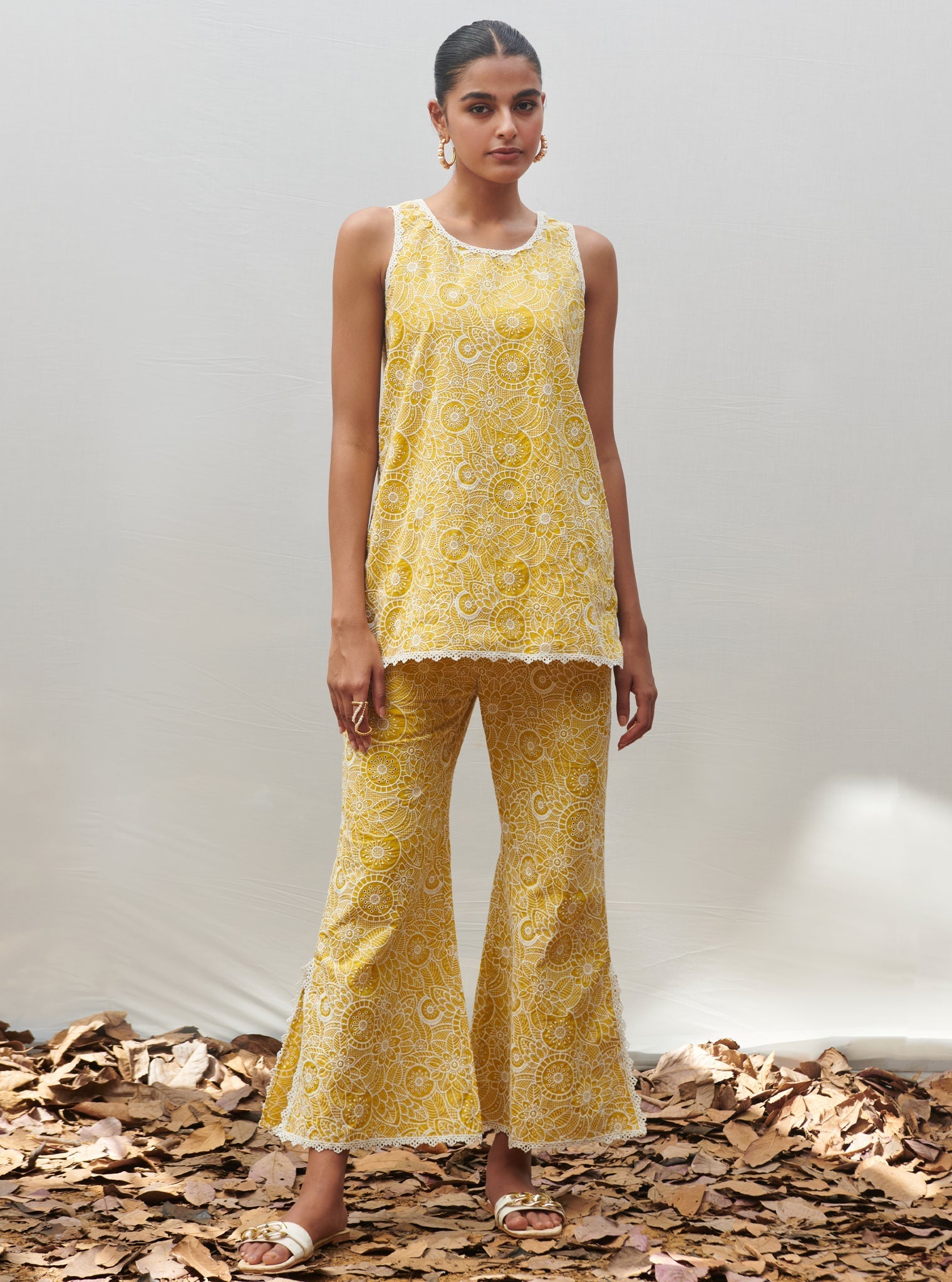 Mulmul Cotton Gardenia Yellow Co-ord?ÿSet