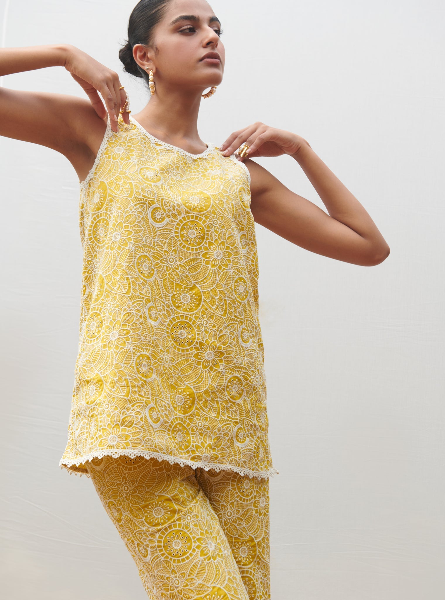 Mulmul Cotton Gardenia Yellow Co-ord?ÿSet