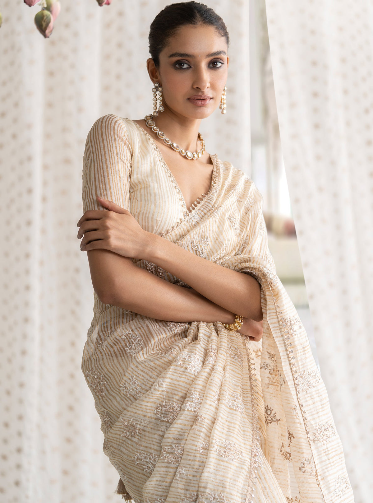 Gulbahar Banarsi Off White Saree