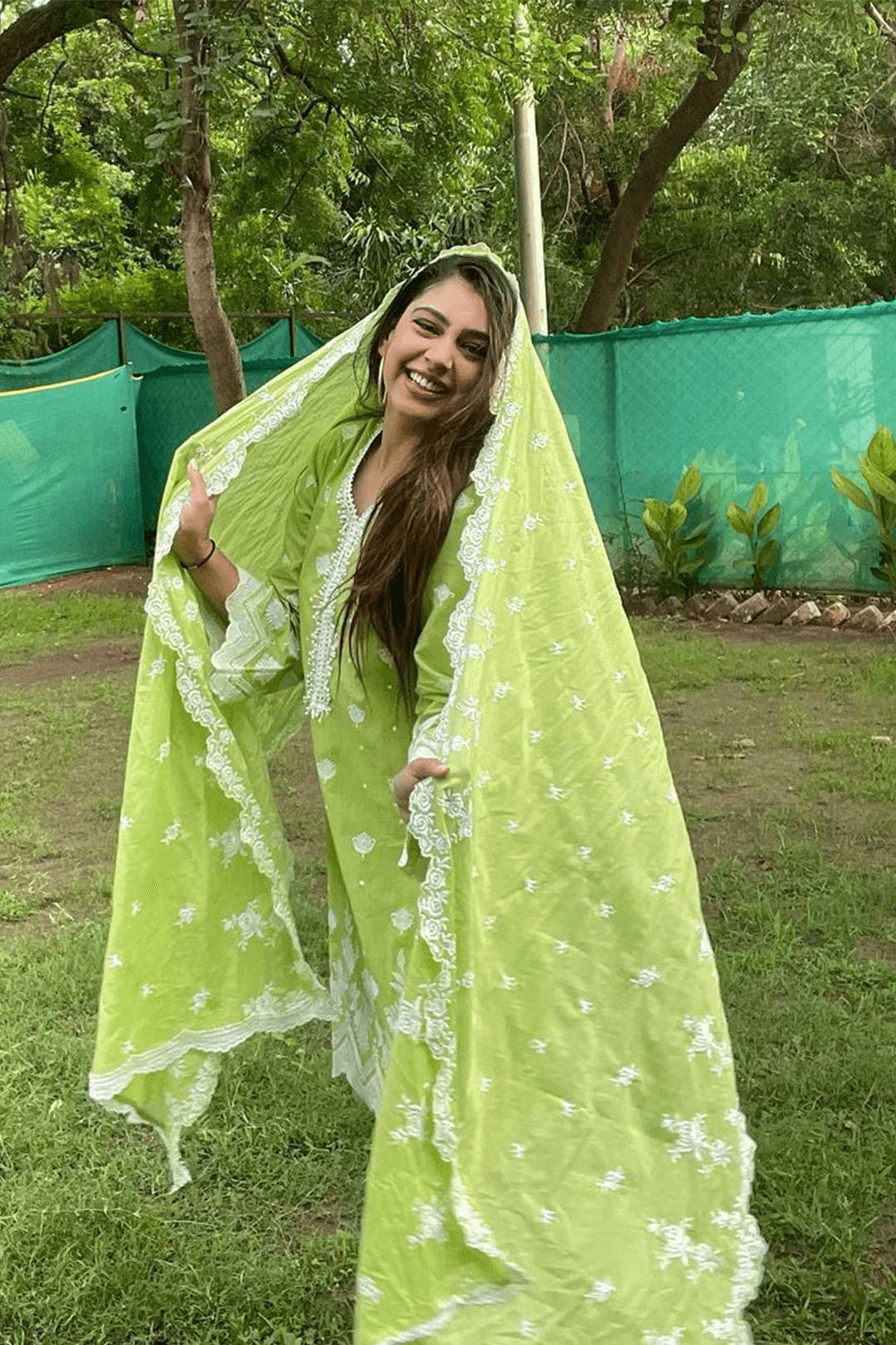 Gardencress Supima Cotton Lime Green Kurta Set