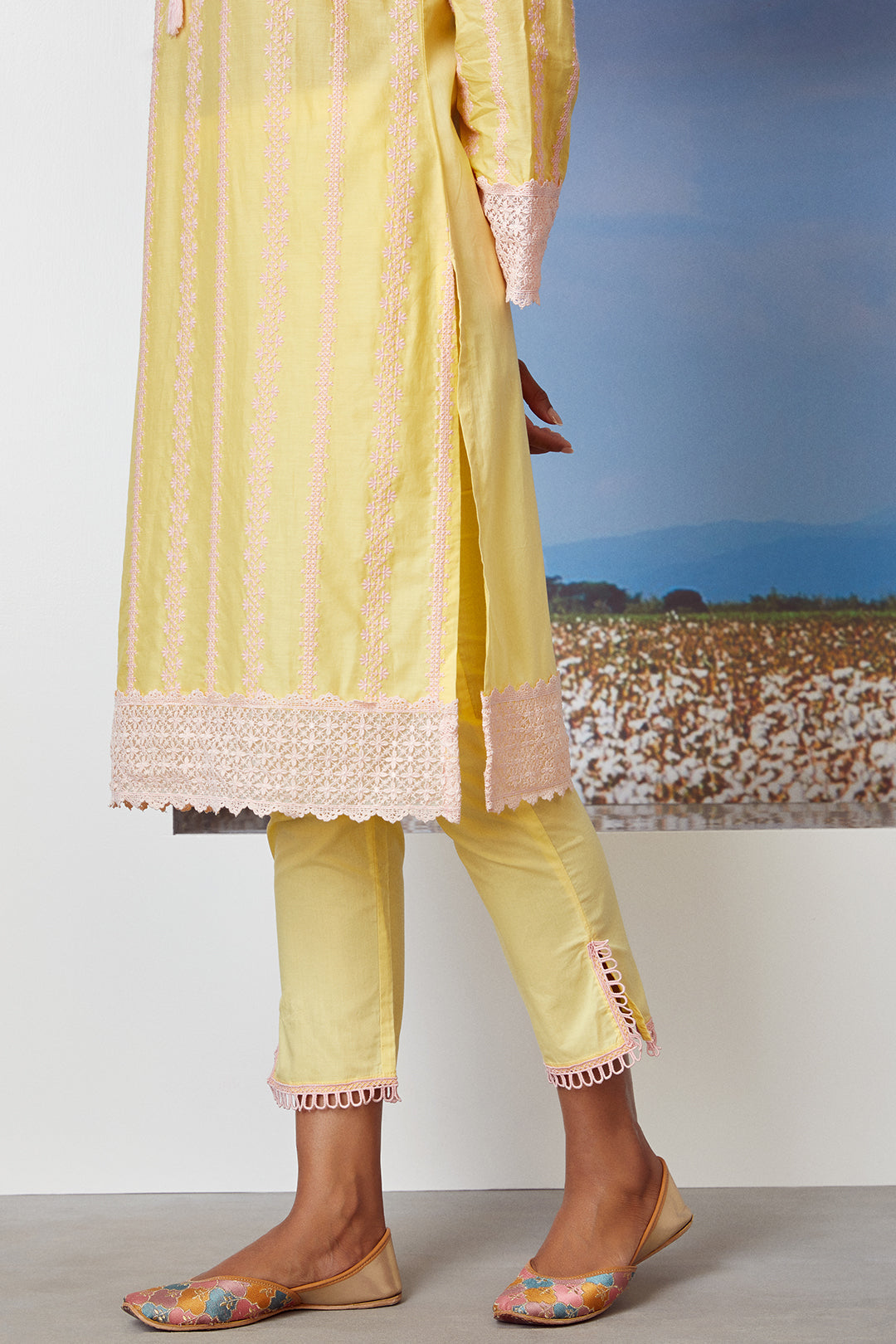 Mulmul Cotton Gianna Kurta  With Slit Pyajama