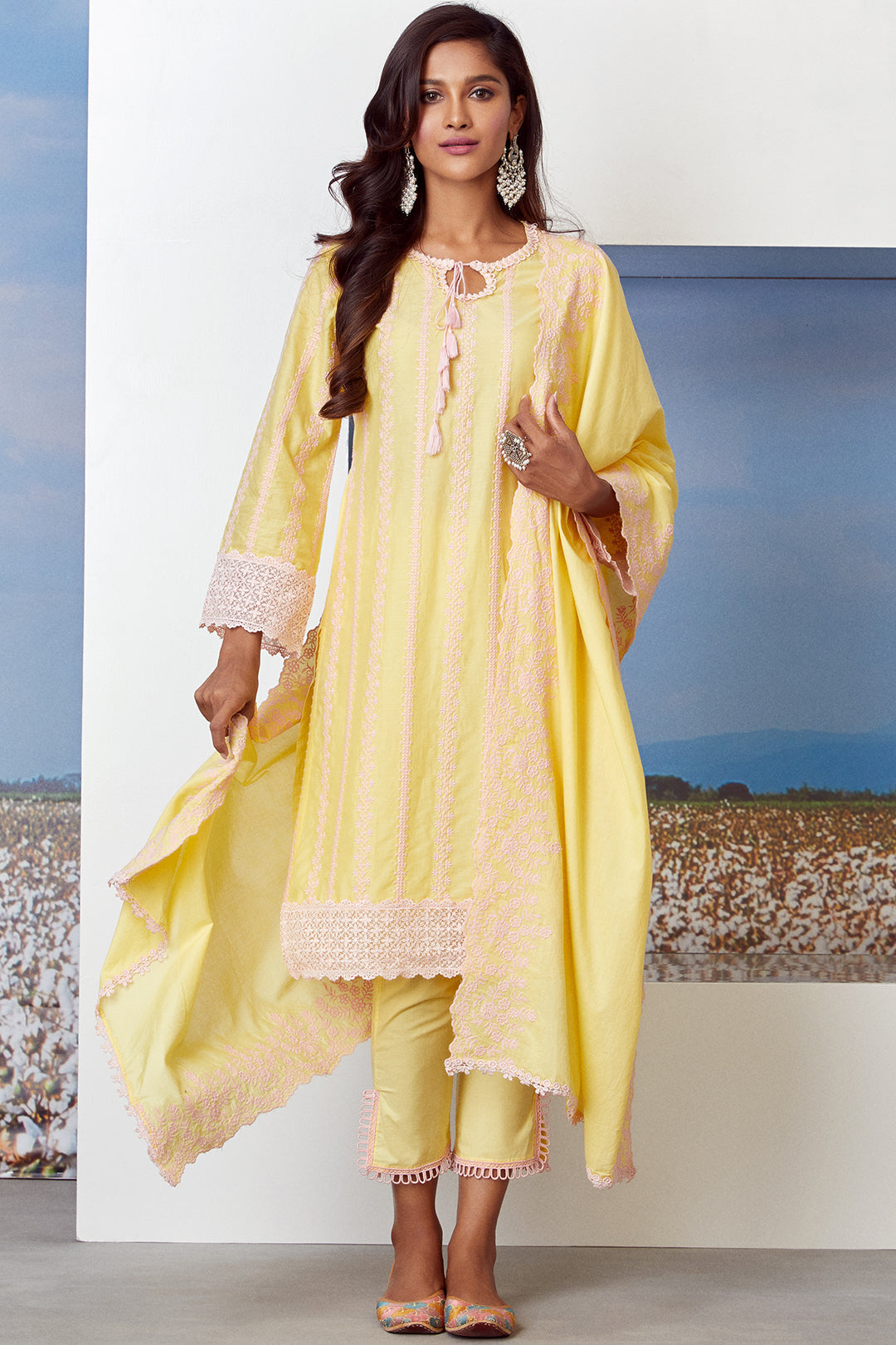 Mulmul Cotton Gianna Kurta  With Slit Pyajama