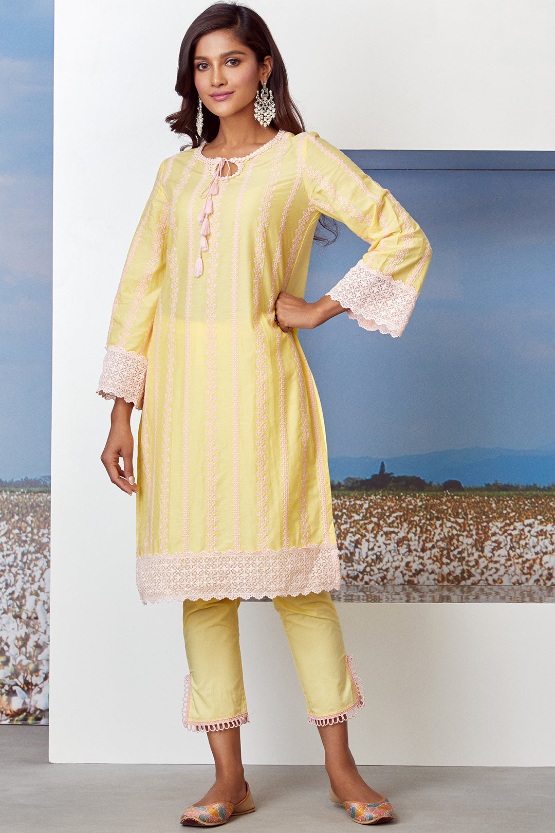 Mulmul Cotton Gianna Kurta  With Slit Pyajama