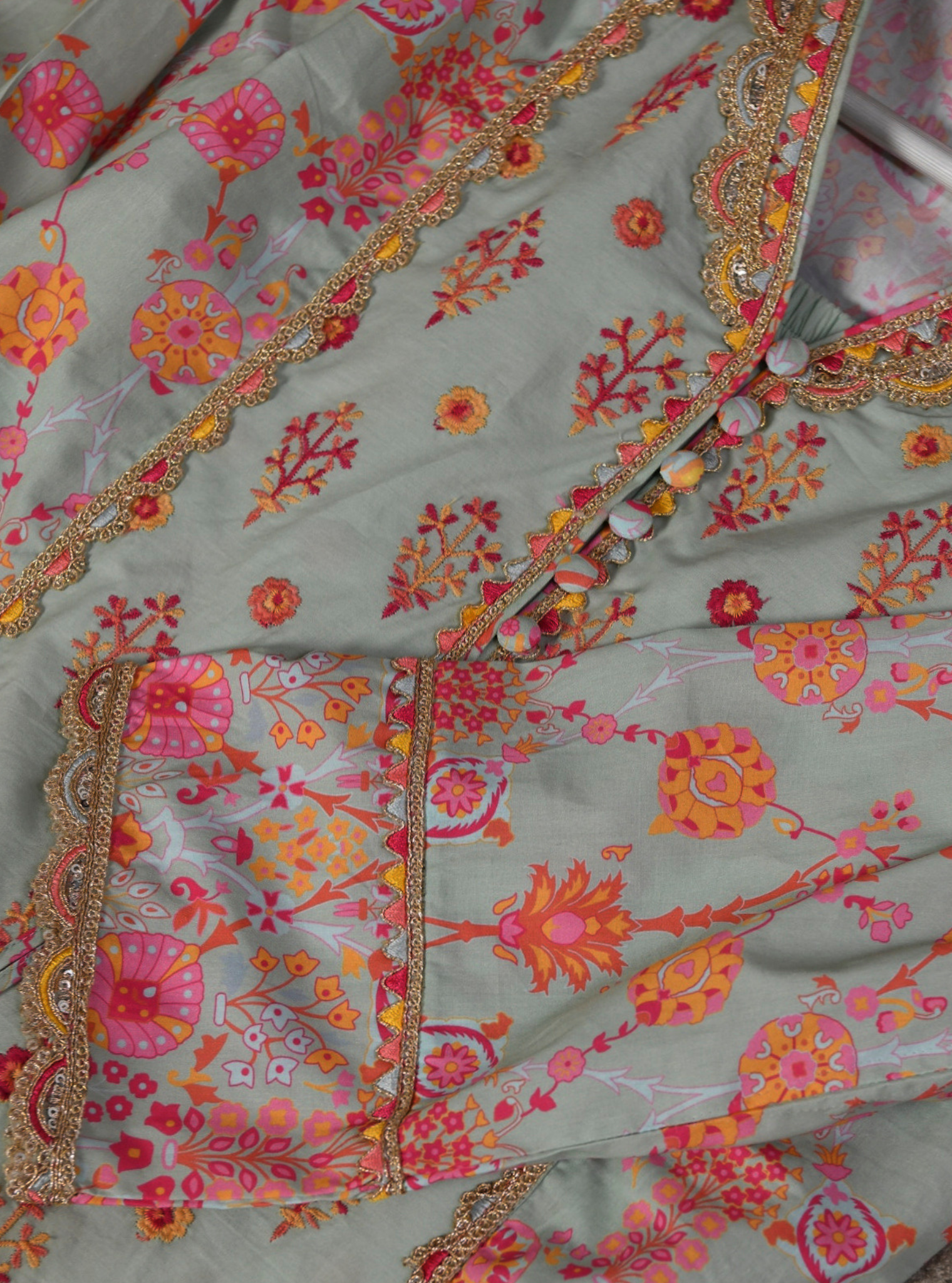 Harper Supima Cotton Green Kurta with Sharara Set