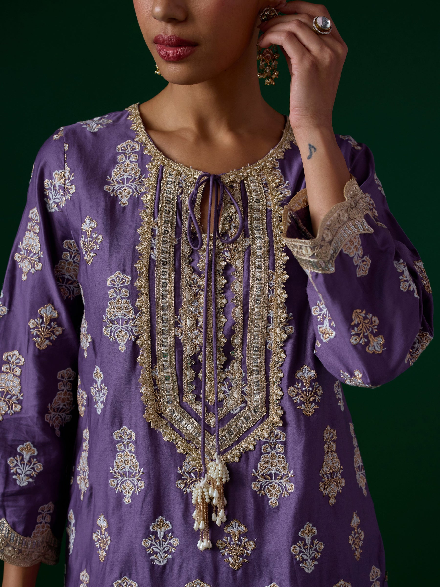 Intira Pima Satin Violet Kurta Set