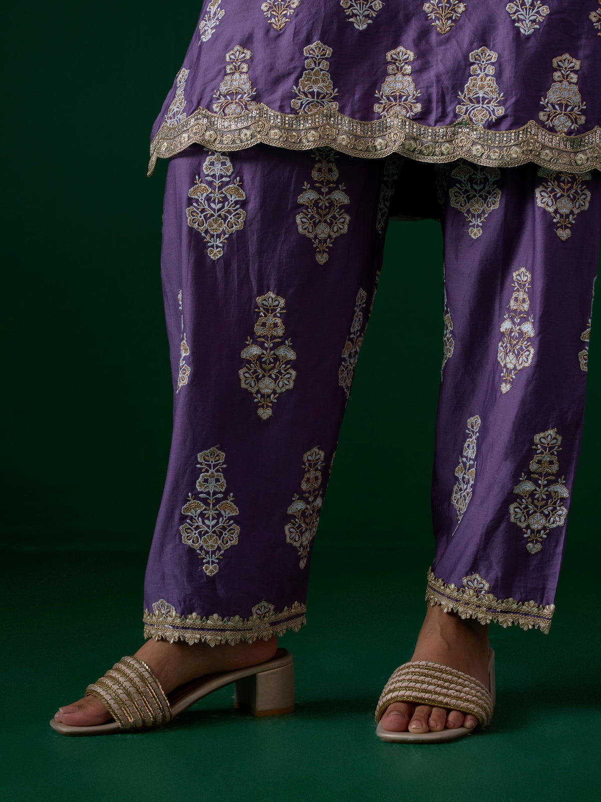 Intira Pima Satin Violet Kurta Set