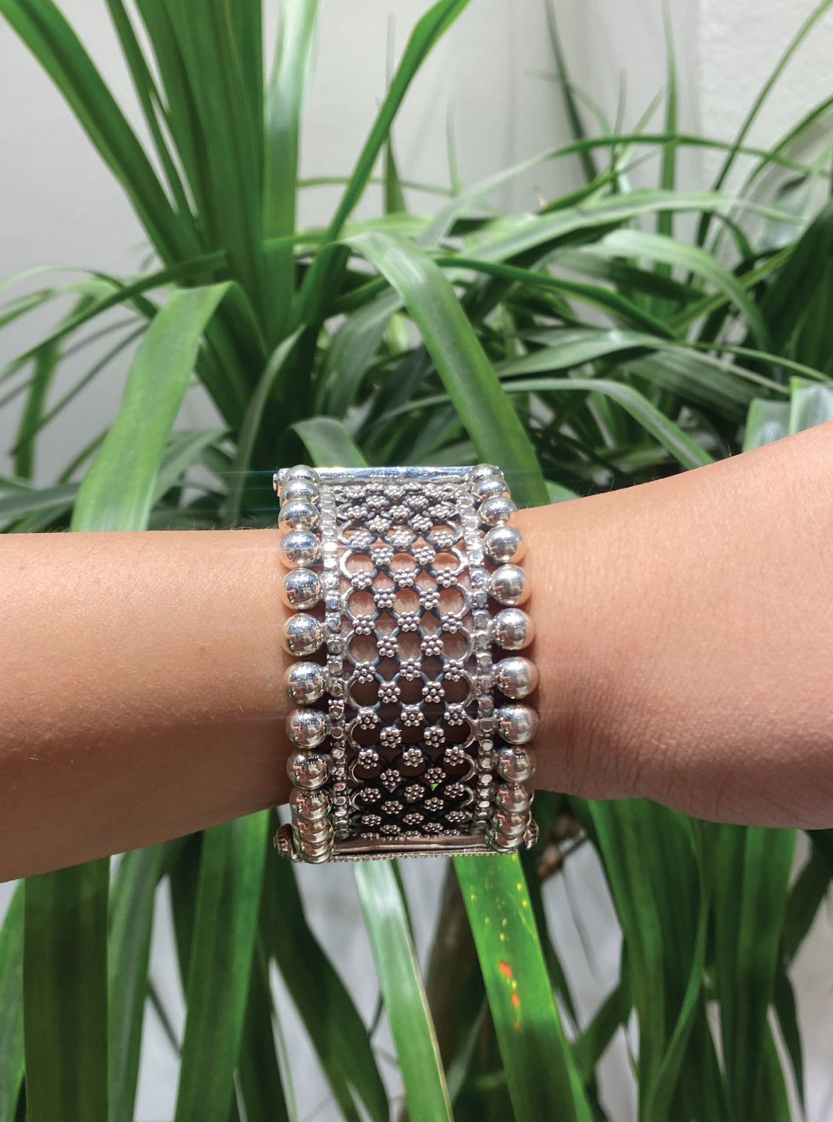 Pure Silver Jasmine Cuff Kada
